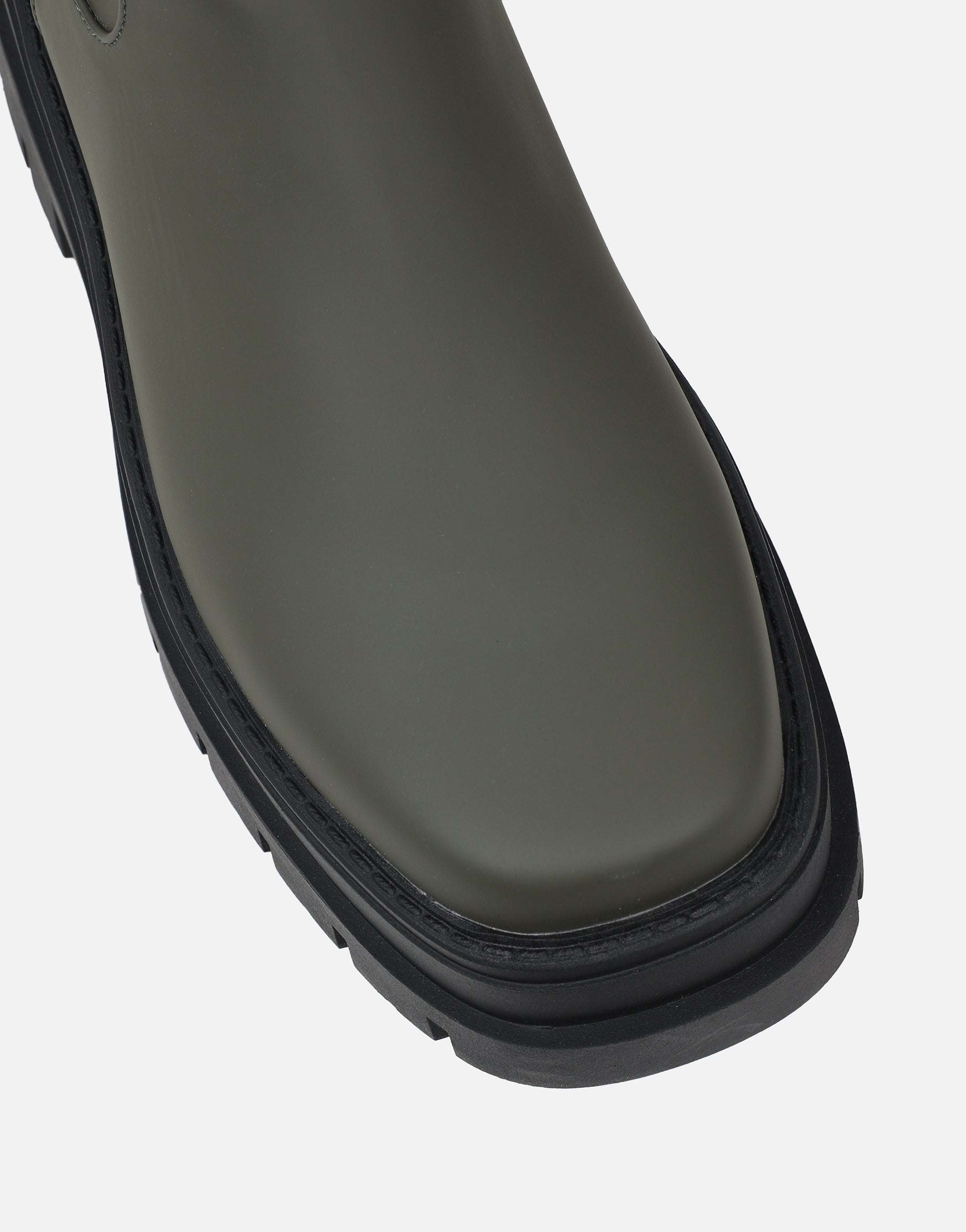 Ansel Khaki Rubberized Contrast Chunky Chelsea Boots | SIMMI London