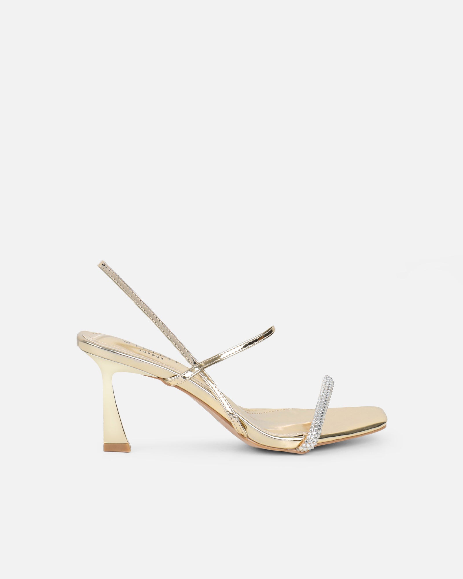 Gillespie Gold Mirror Diamante Heeled Sandals | SIMMI London