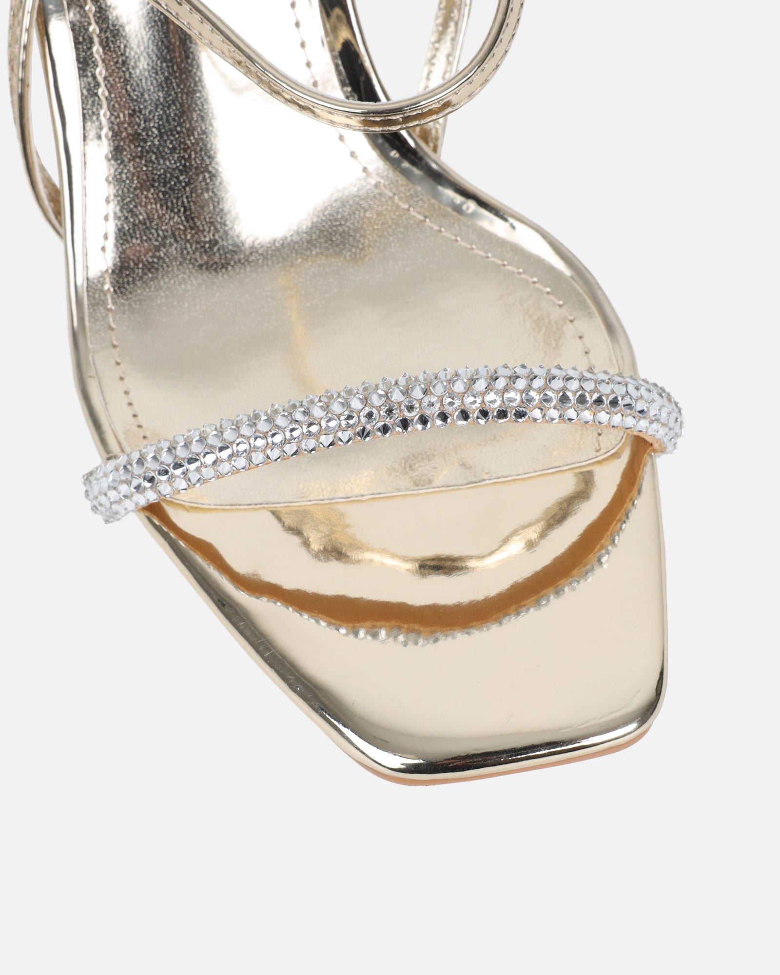 Gillespie Gold Mirror Diamante Heeled Sandals | SIMMI London