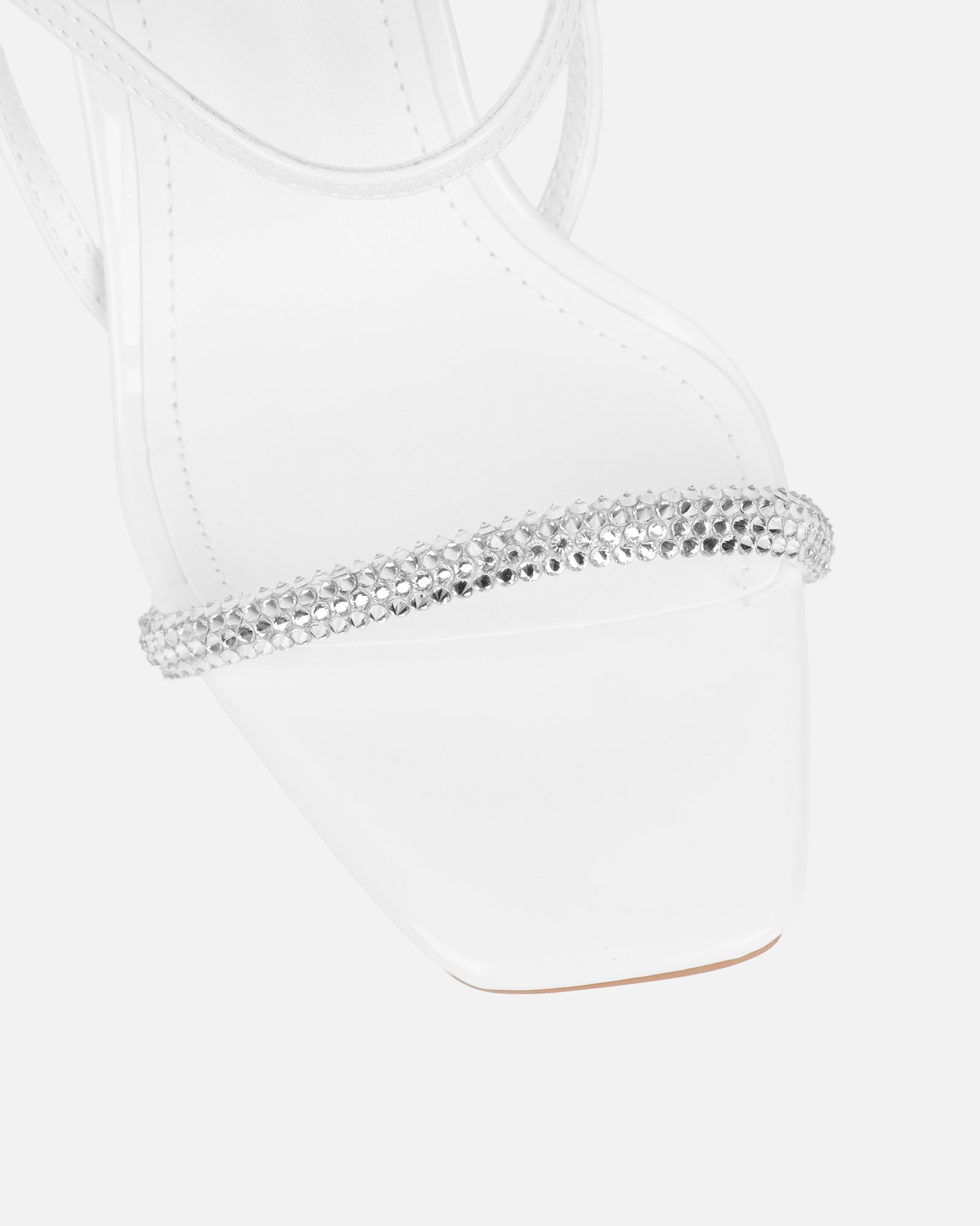 Gillespie White Diamante Heeled Sandals | SIMMI London