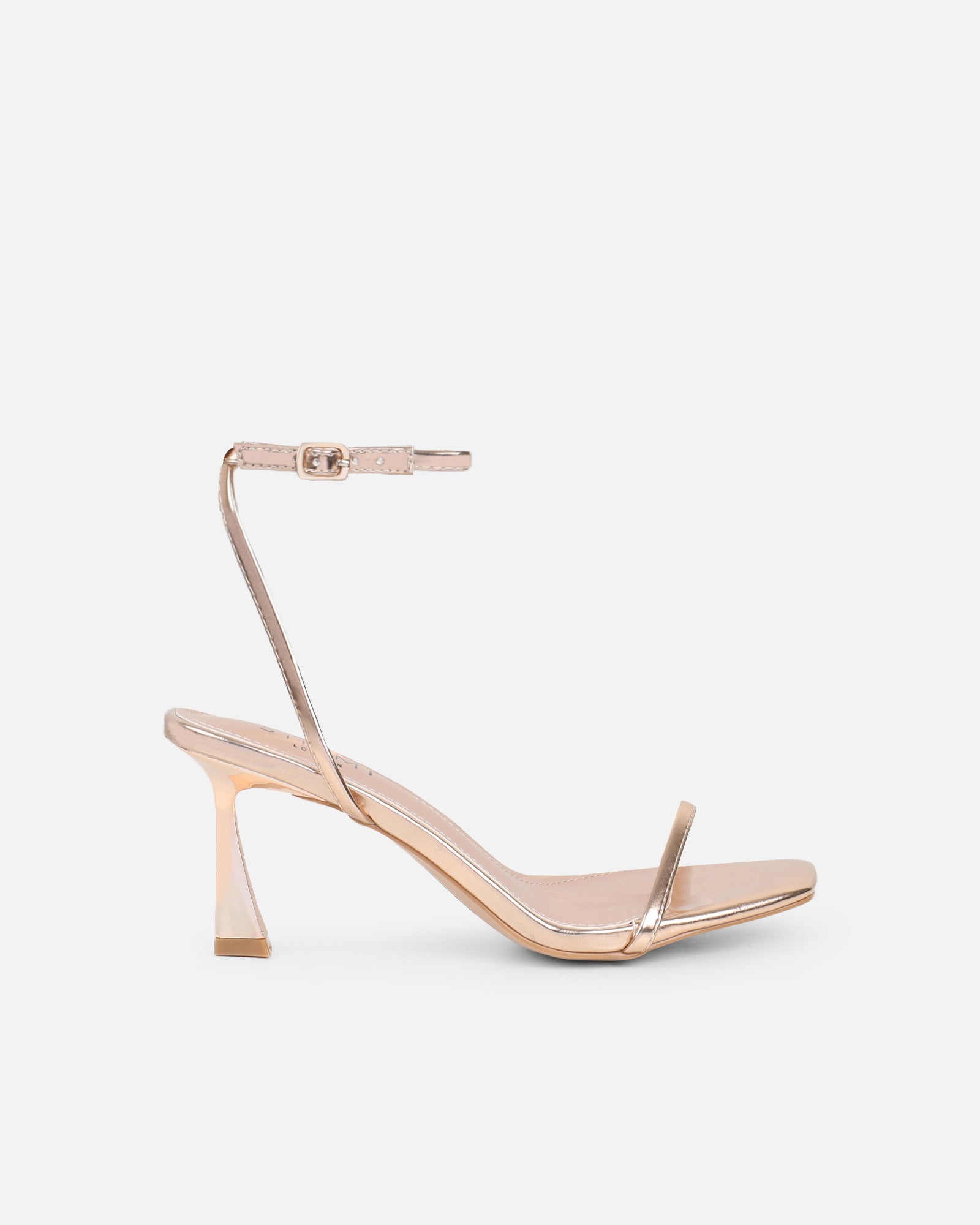 Yesmina Rose Gold Metallic Heeled Sandals | SIMMI London