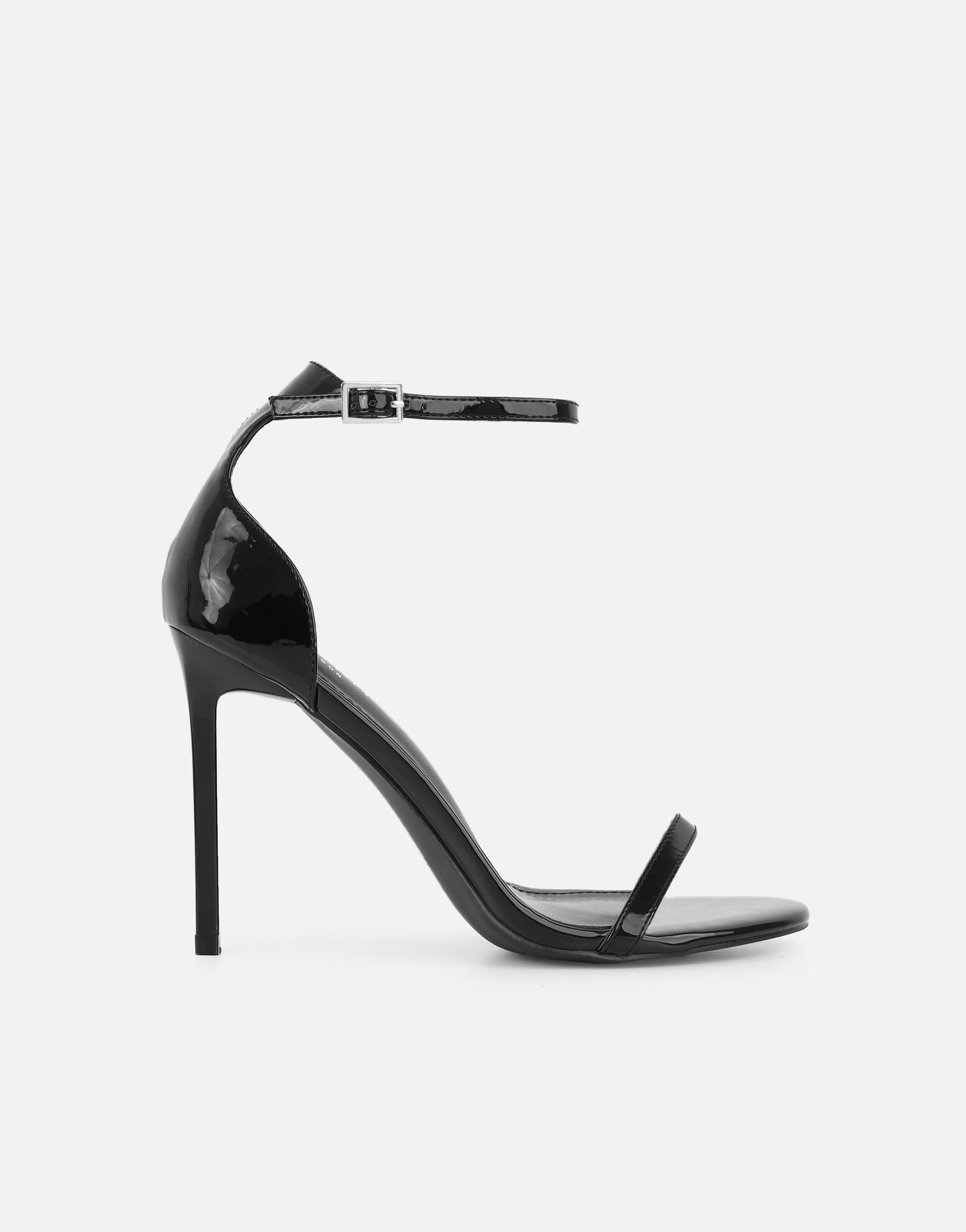 Gabby Black Patent Barely There Heeled Sandals | SIMMI London