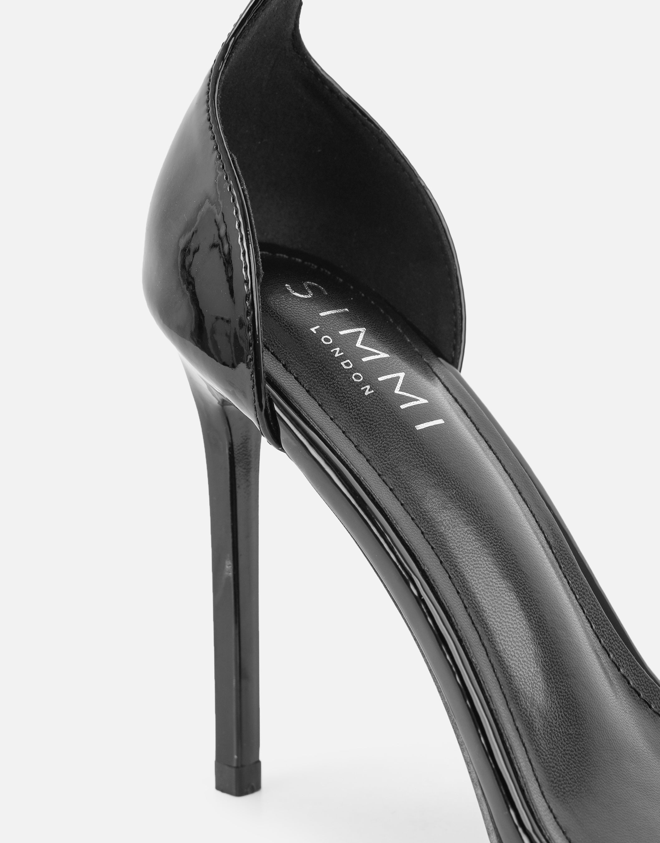 Gabby Black Patent Barely There Heeled Sandals | SIMMI London