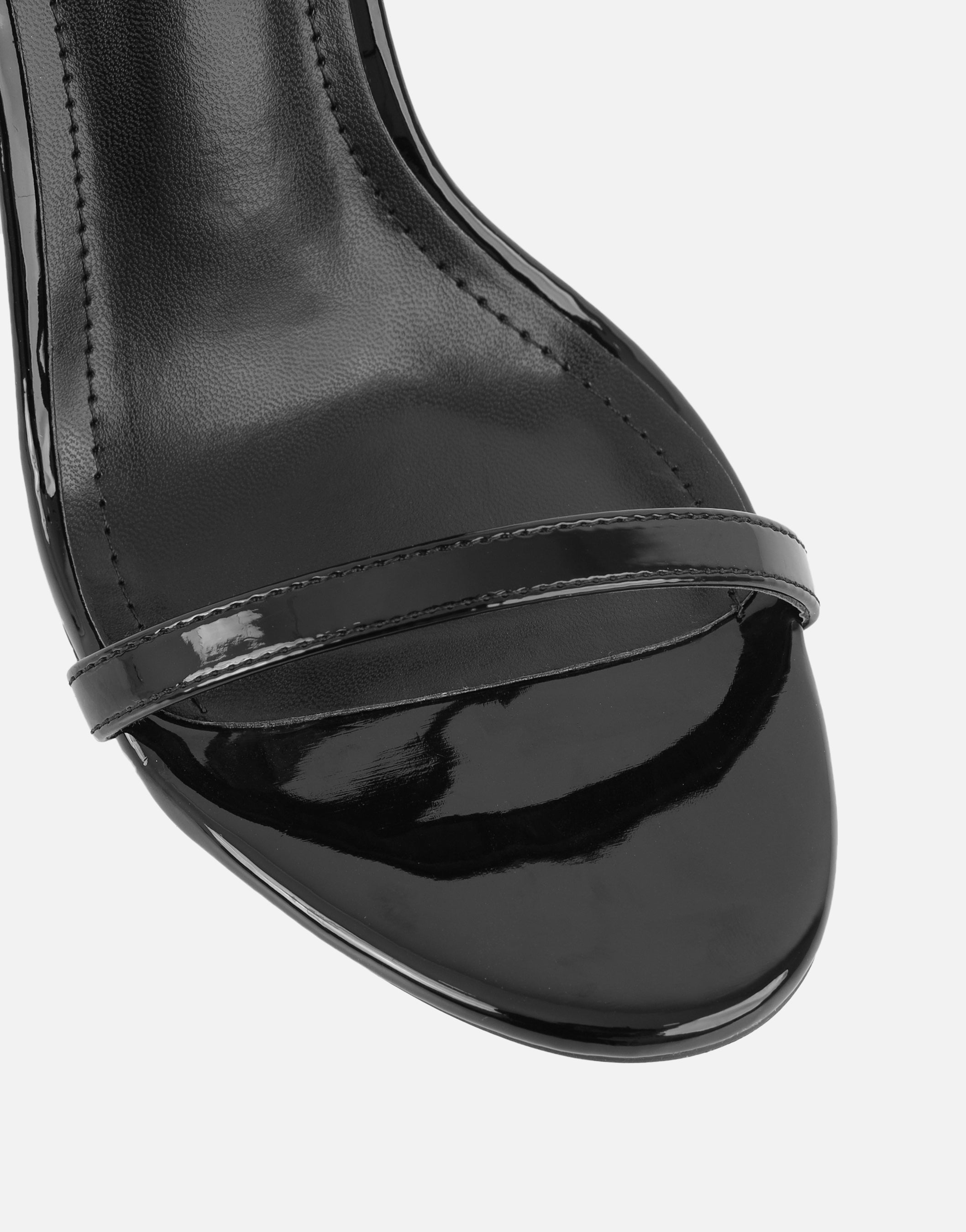 Gabby Black Patent Barely There Heeled Sandals | SIMMI London