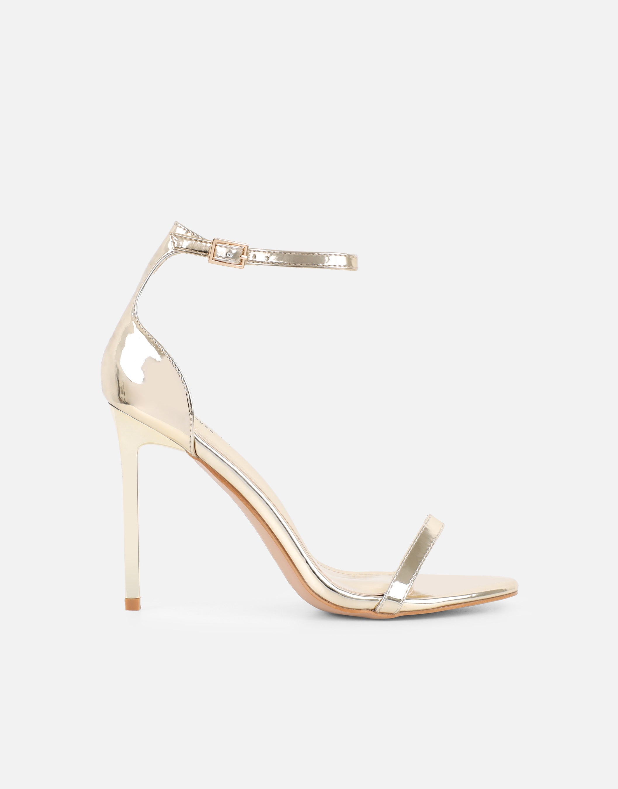 Gabby Gold Mirror Barely There Heeled Sandals | SIMMI London