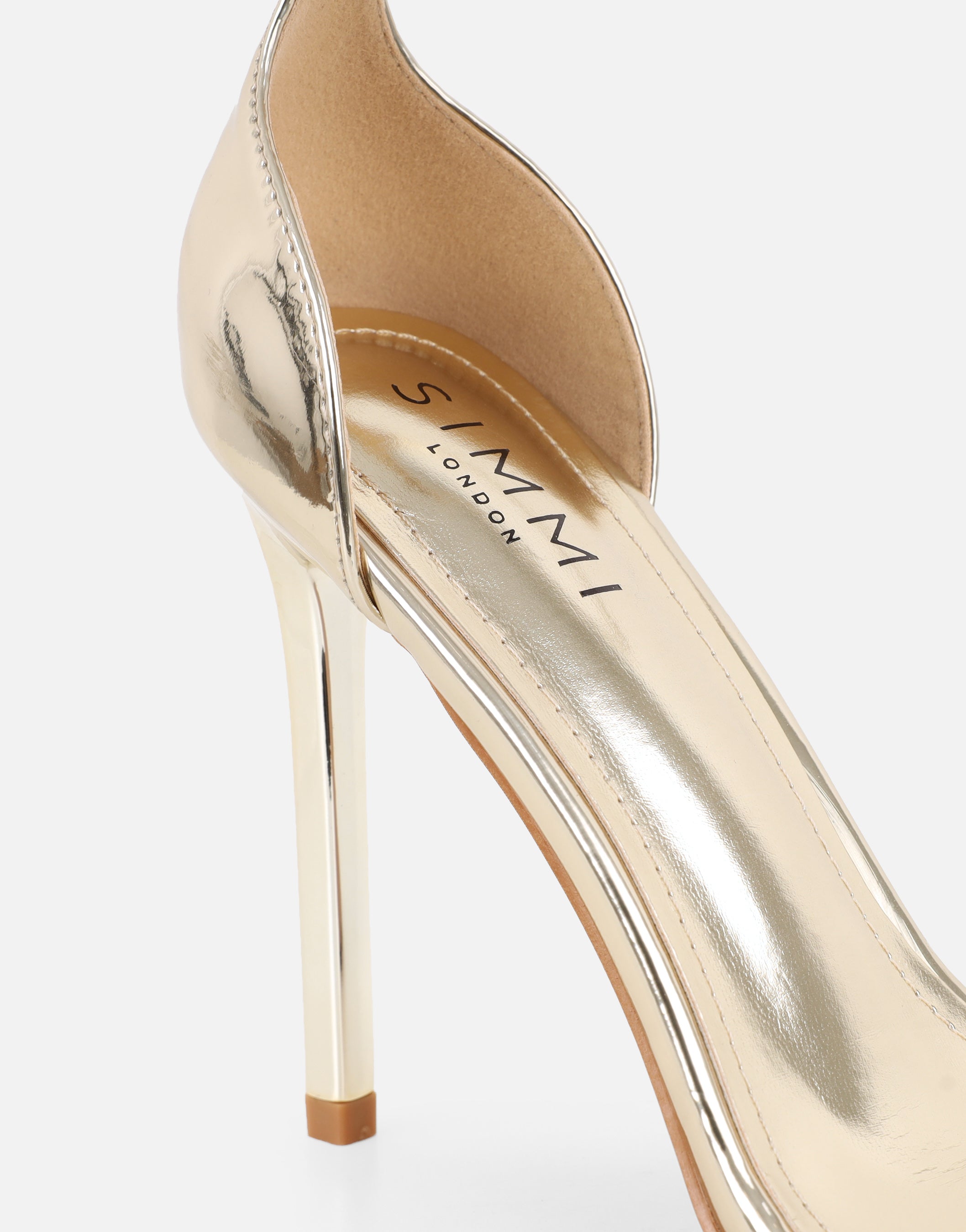Gabby Gold Mirror Barely There Heeled Sandals | SIMMI London
