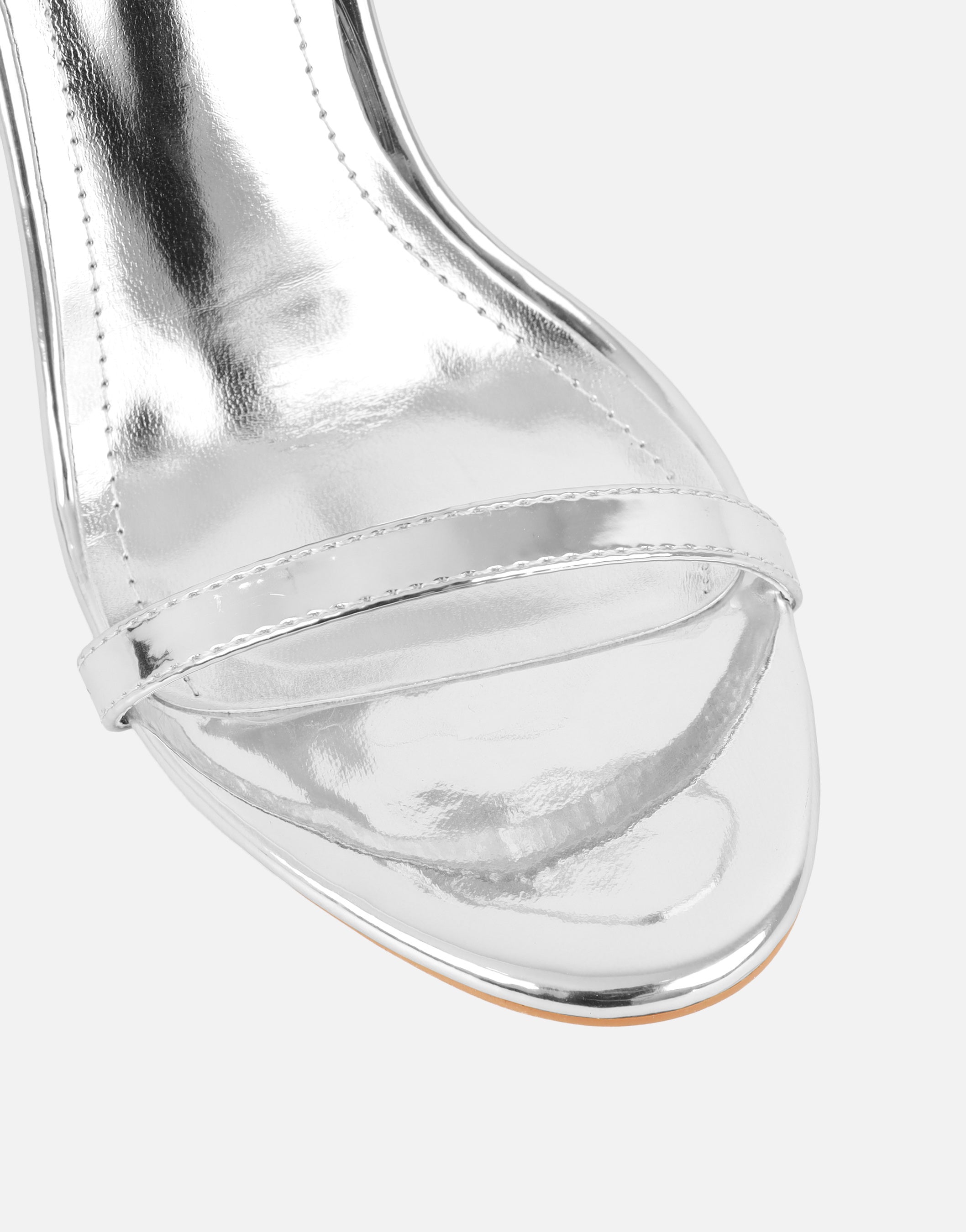 Gabby Silver Mirror Barely There Heeled Sandals | SIMMI London