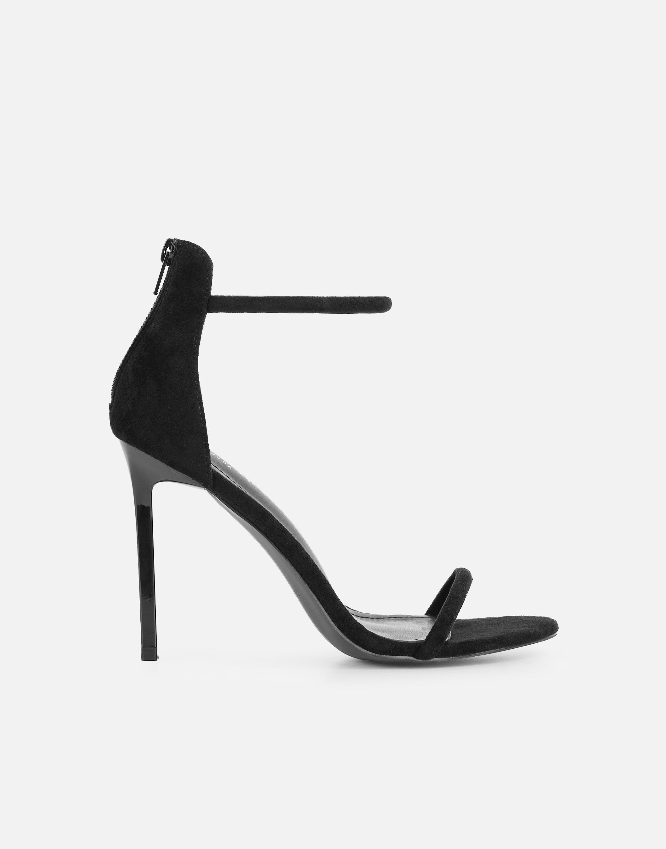 Amari Black Suede Barely There Heeled Sandals | SIMMI London
