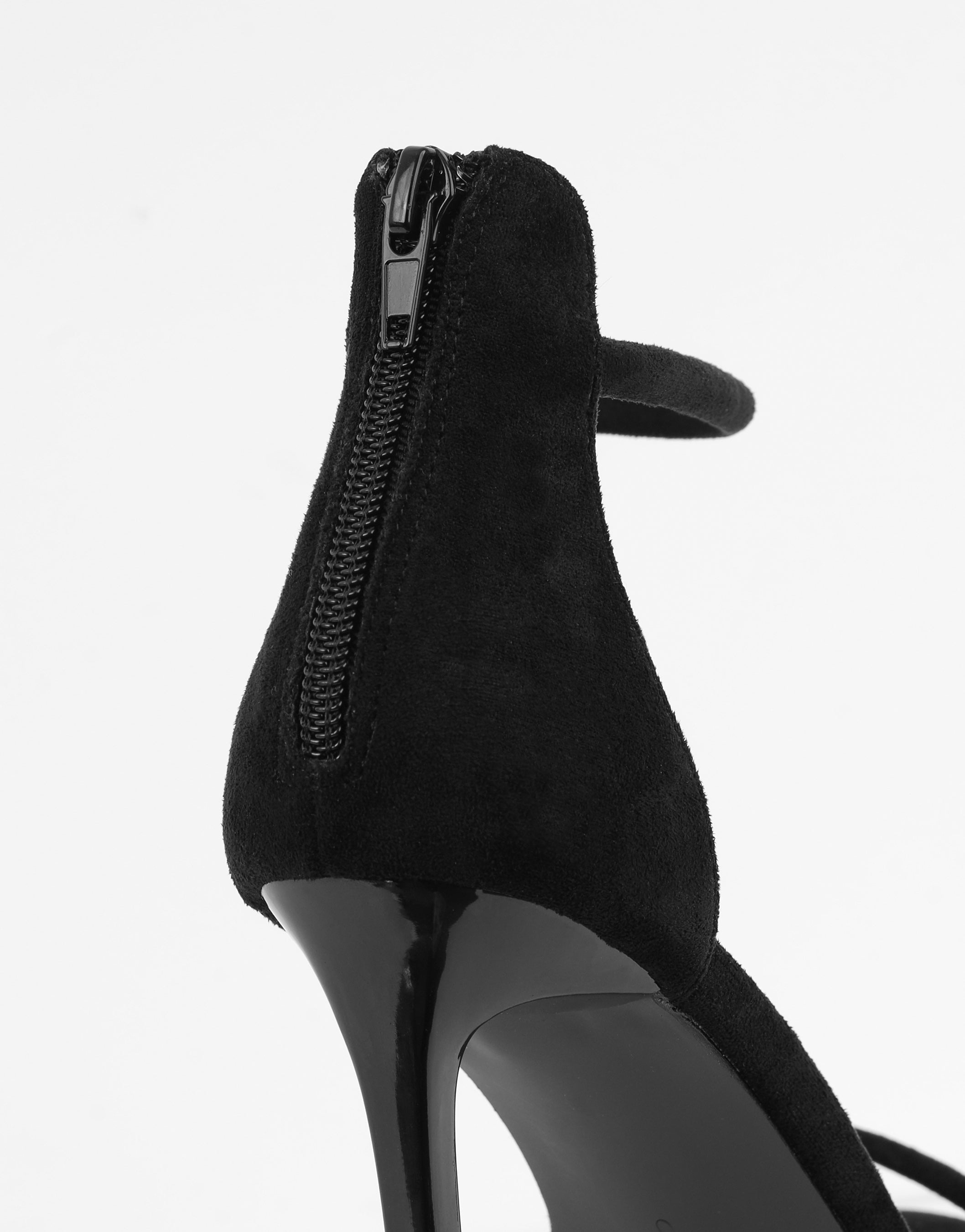 Amari Black Suede Barely There Heeled Sandals | SIMMI London