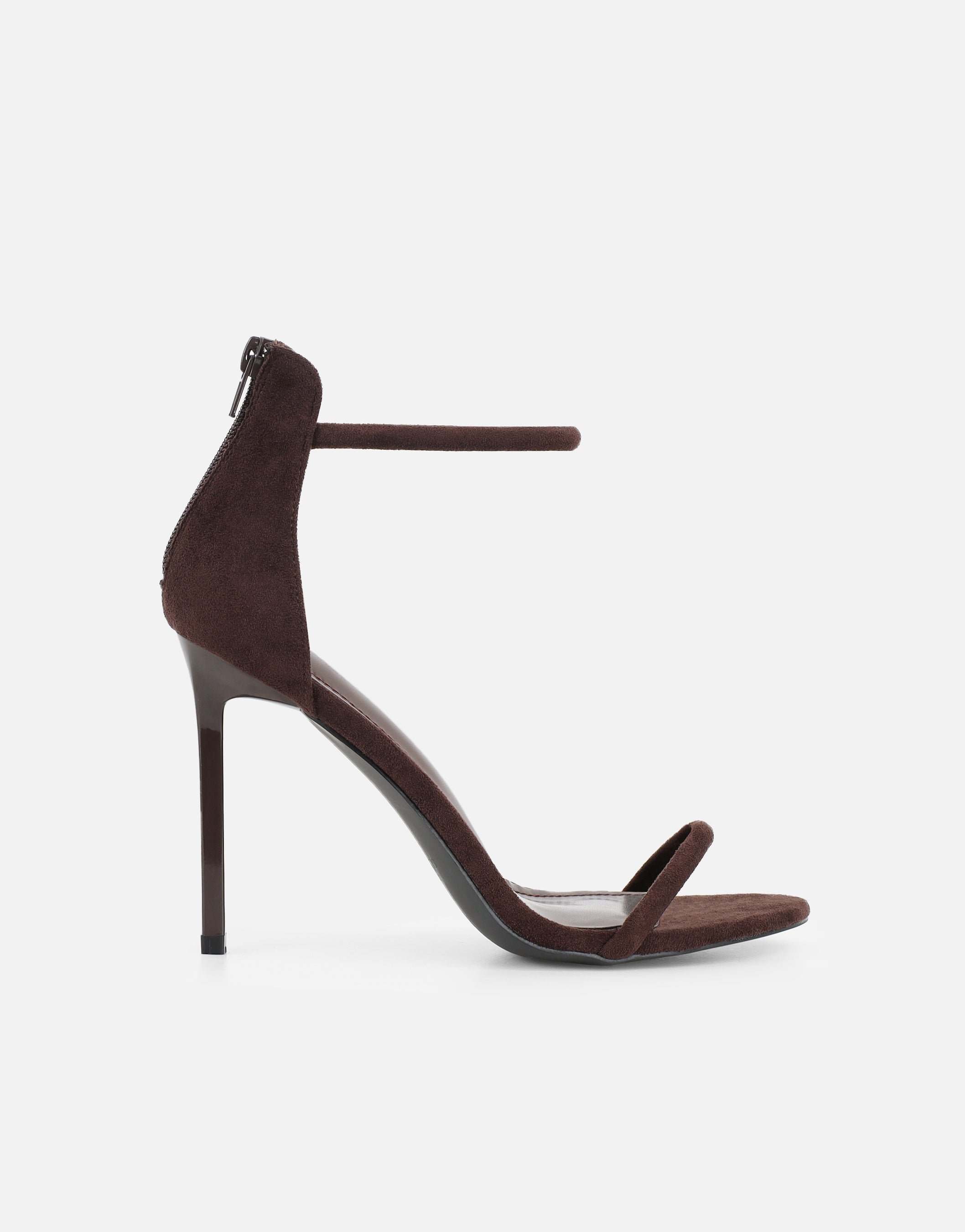 Amari Brown Suede Barely There Heeled Sandals | SIMMI London