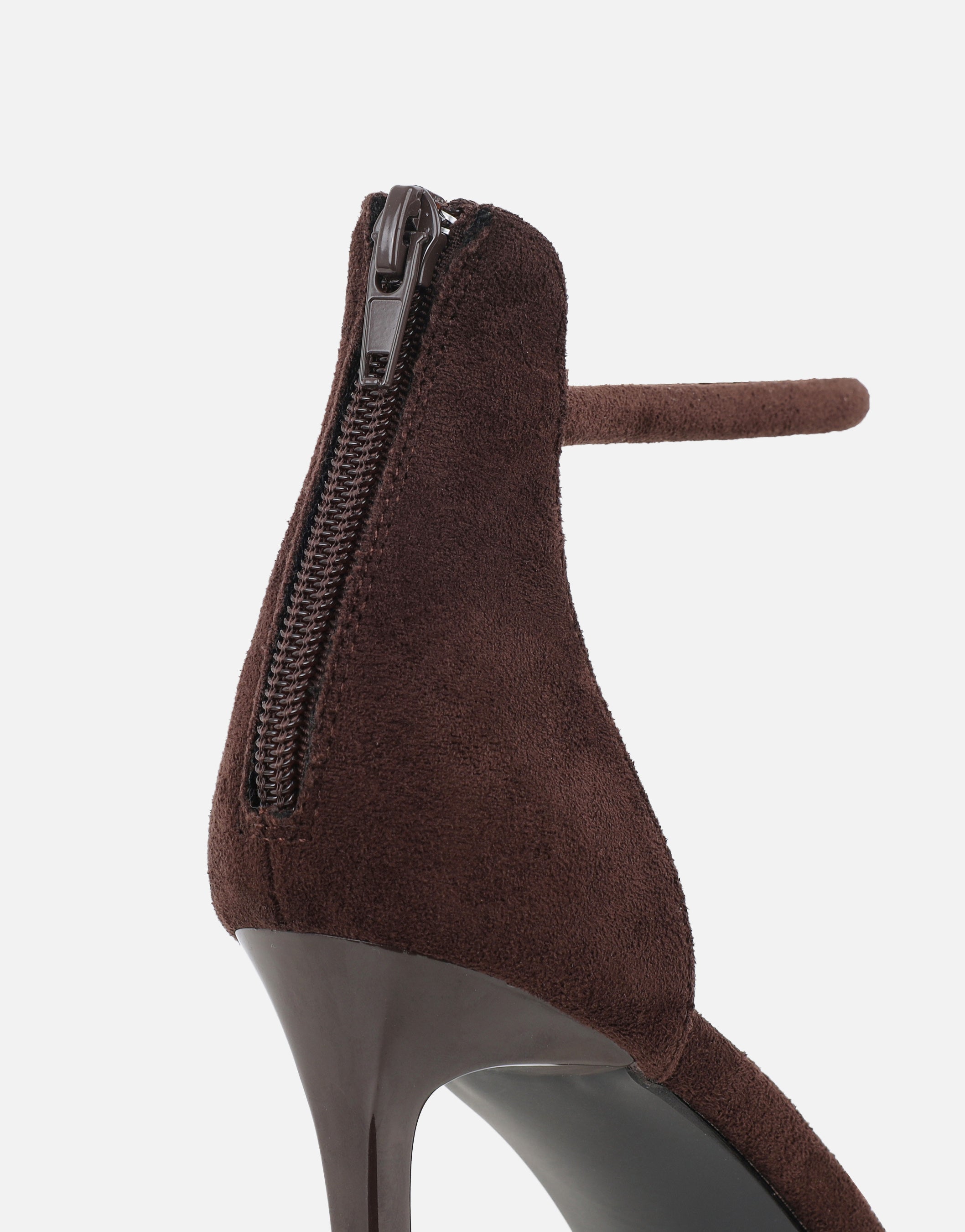 Amari Brown Suede Barely There Heeled Sandals | SIMMI London