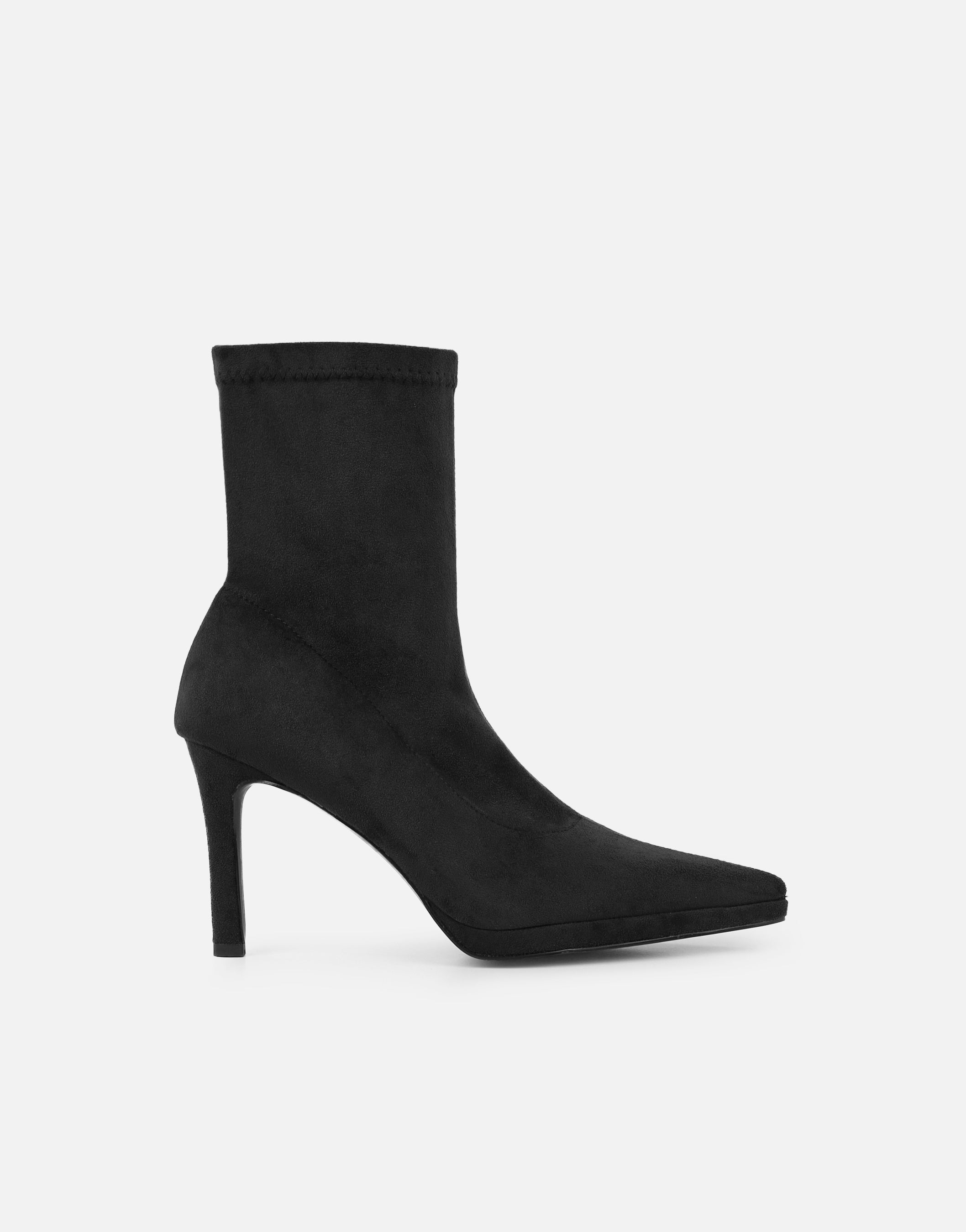 Grech Black Suedette Pointed Heeled Boots | SIMMI London