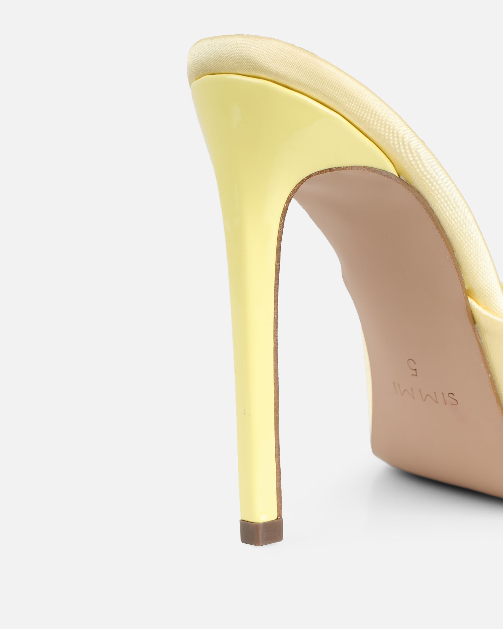 Halima Butter Yellow Satin Bow Detail Heeled Mules | SIMMI London