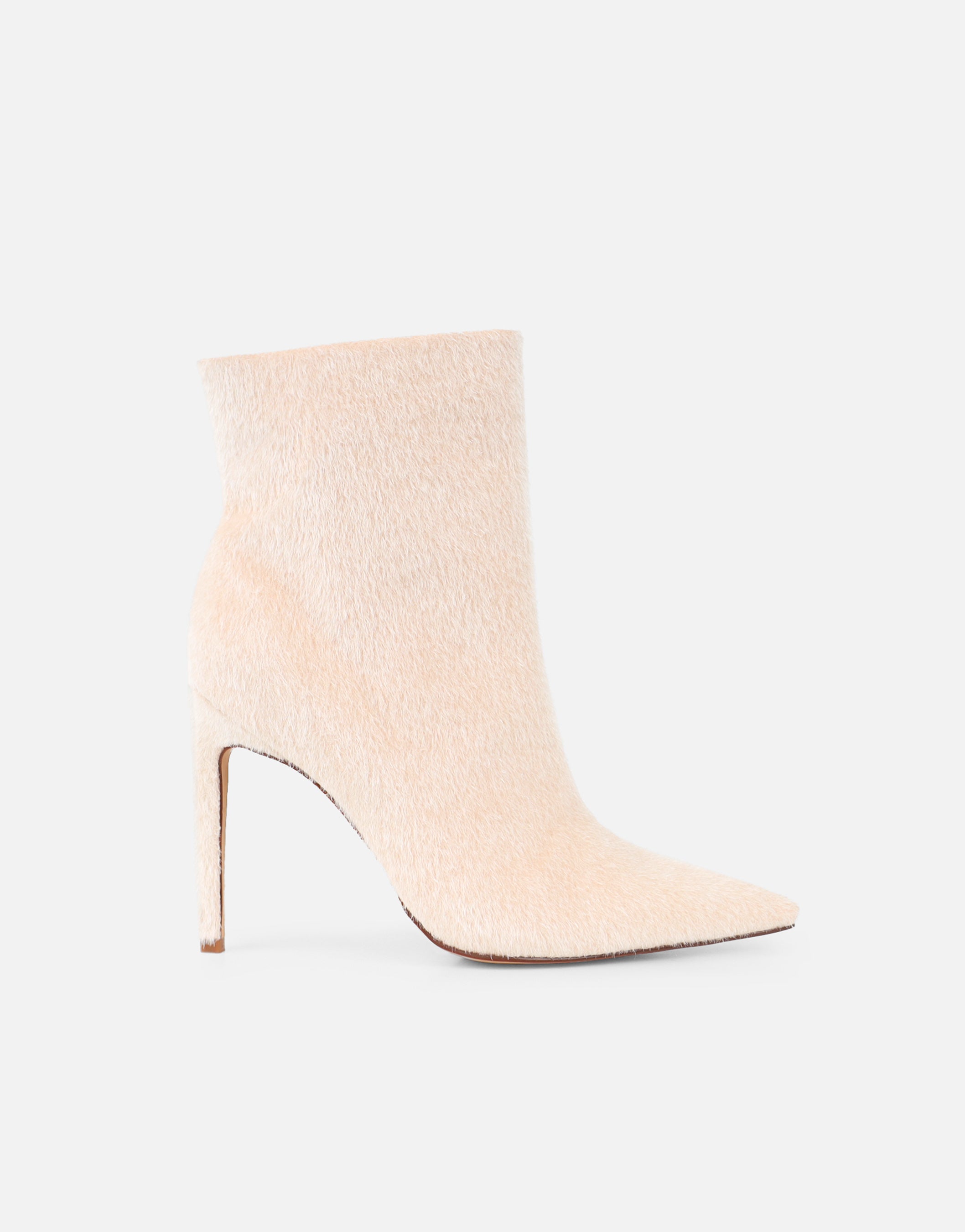 Harvie Beige Faux Pony Hair Heeled Ankle Boots | SIMMI London
