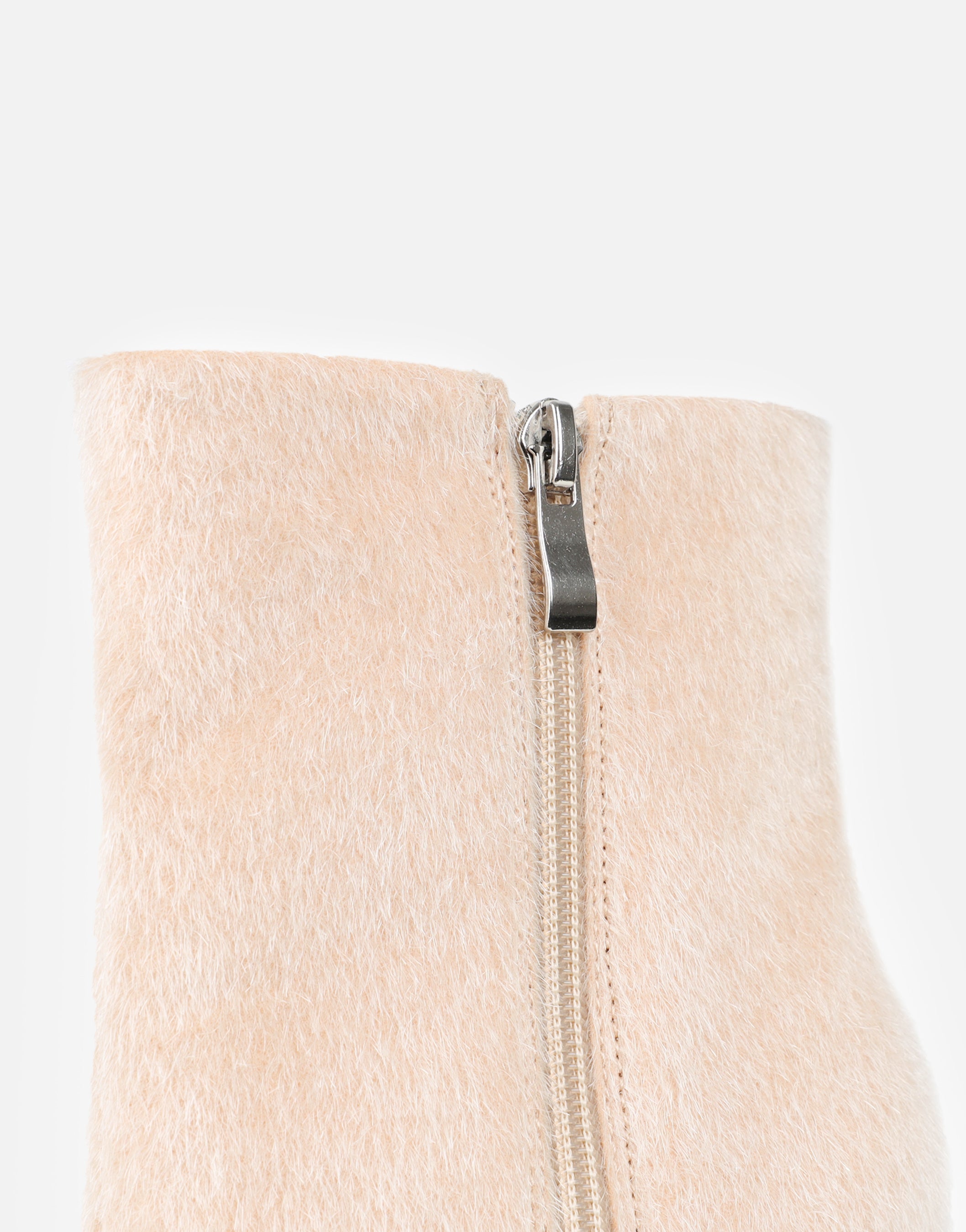 Harvie Beige Faux Pony Hair Heeled Ankle Boots | SIMMI London