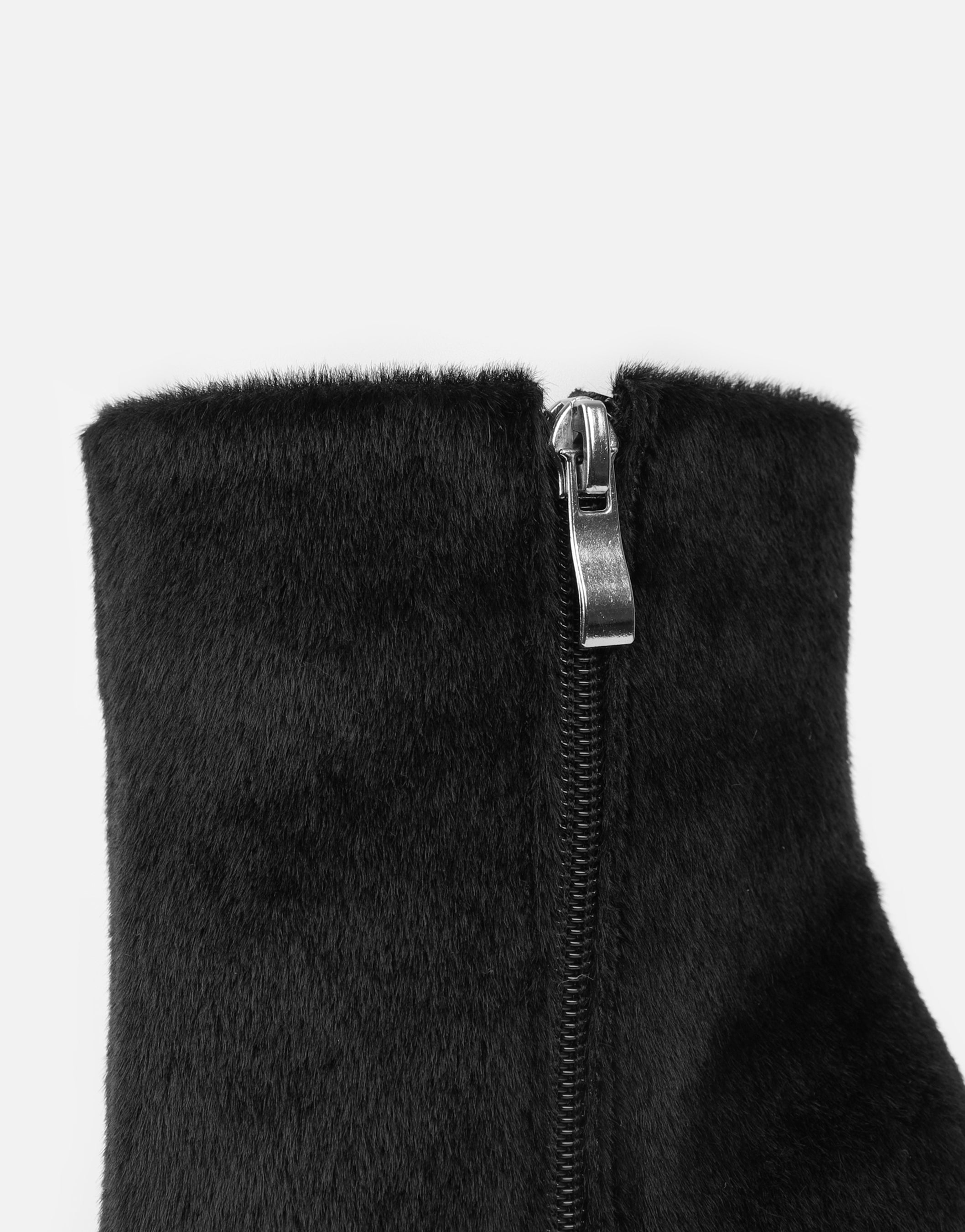 Harvie Black Faux Pony Hair Heeled Ankle Boots | SIMMI London