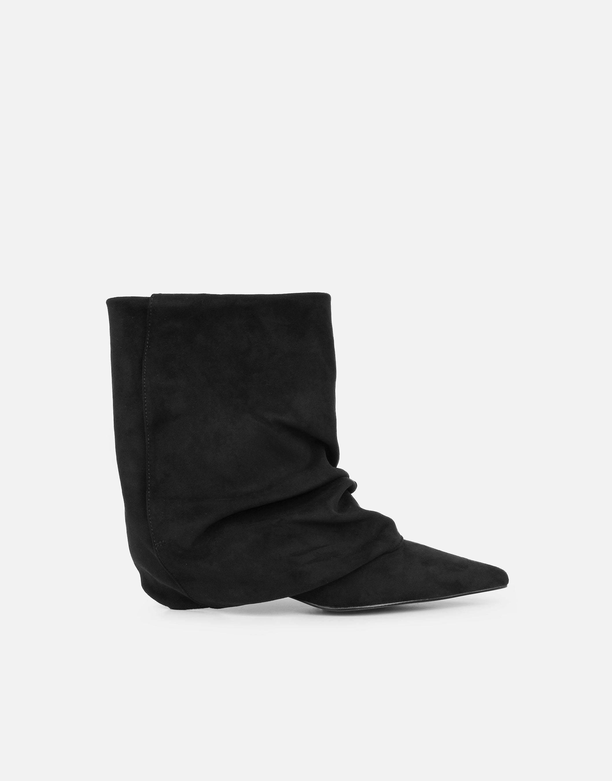 Dixee Black Suedette Ruched Foldover Pixie Boots | SIMMI London