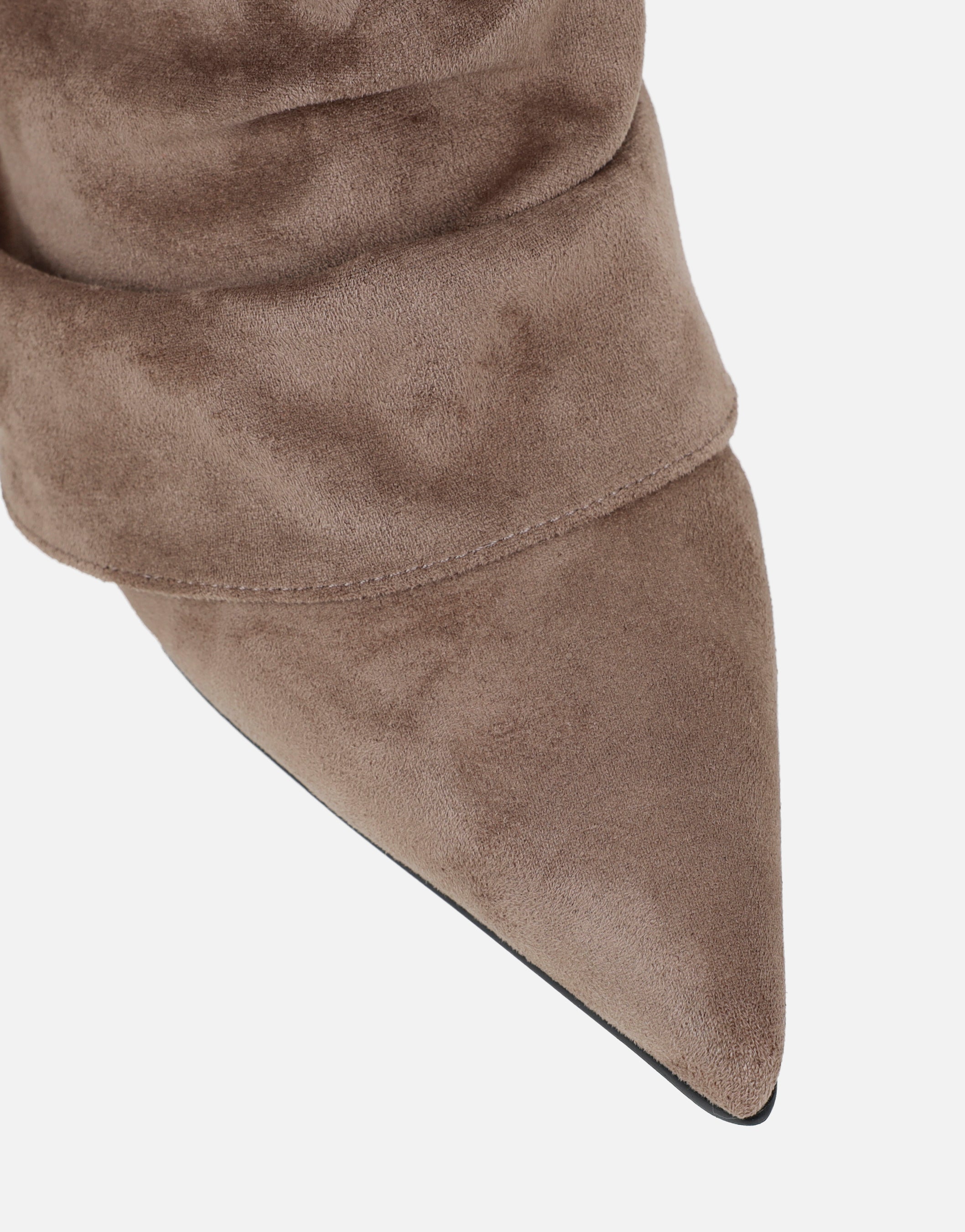 Dixee Taupe Suede Foldover Ruched Pixie Boots | SIMMI London