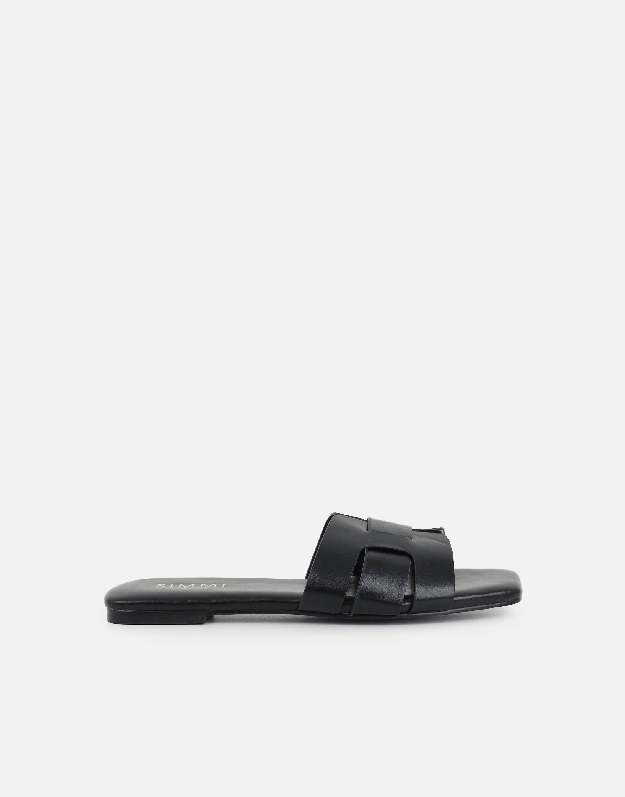 Holly Black Slip On Flat Sandals | SIMMI London
