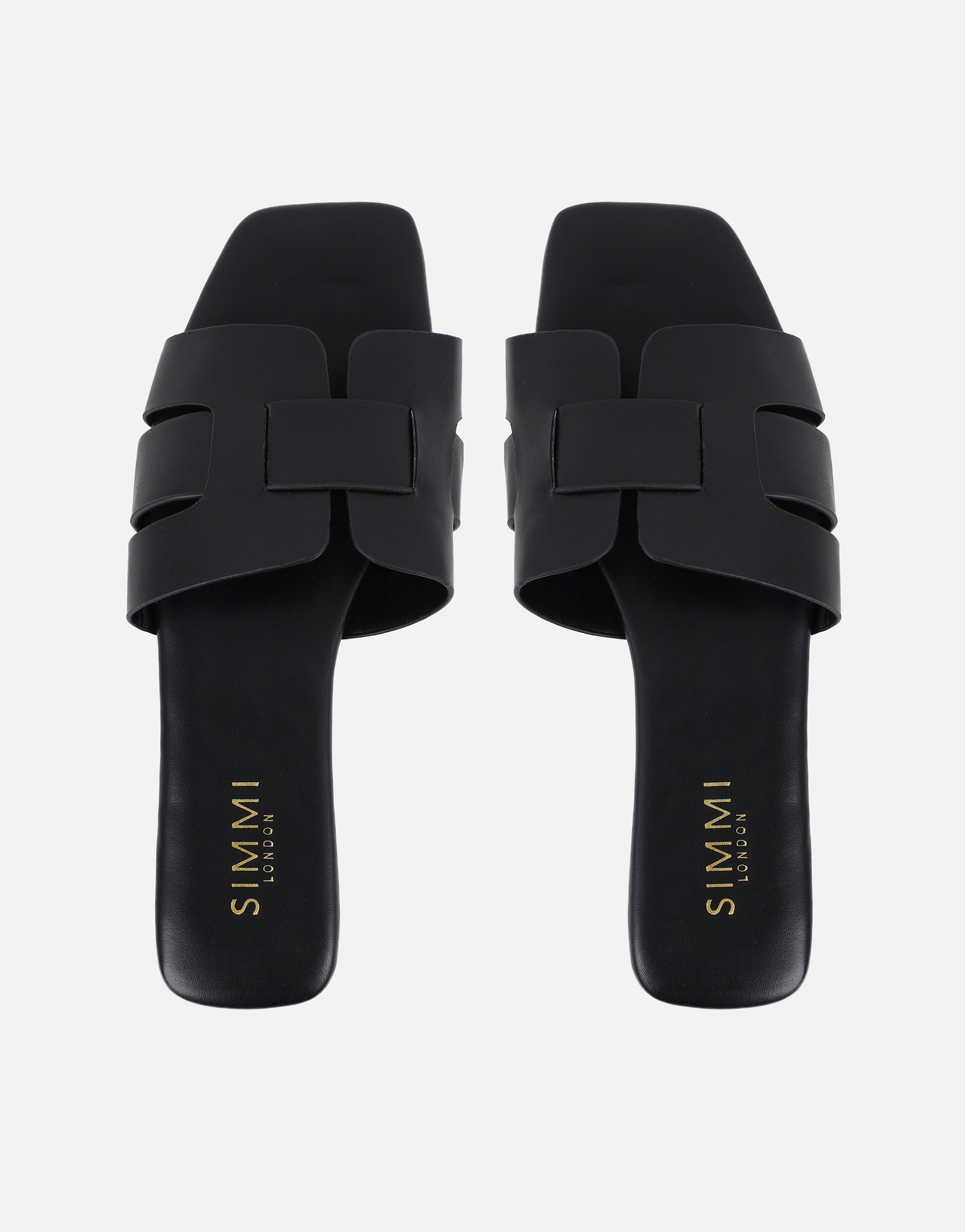 Holly Black Slip On Flat Sandals | SIMMI London