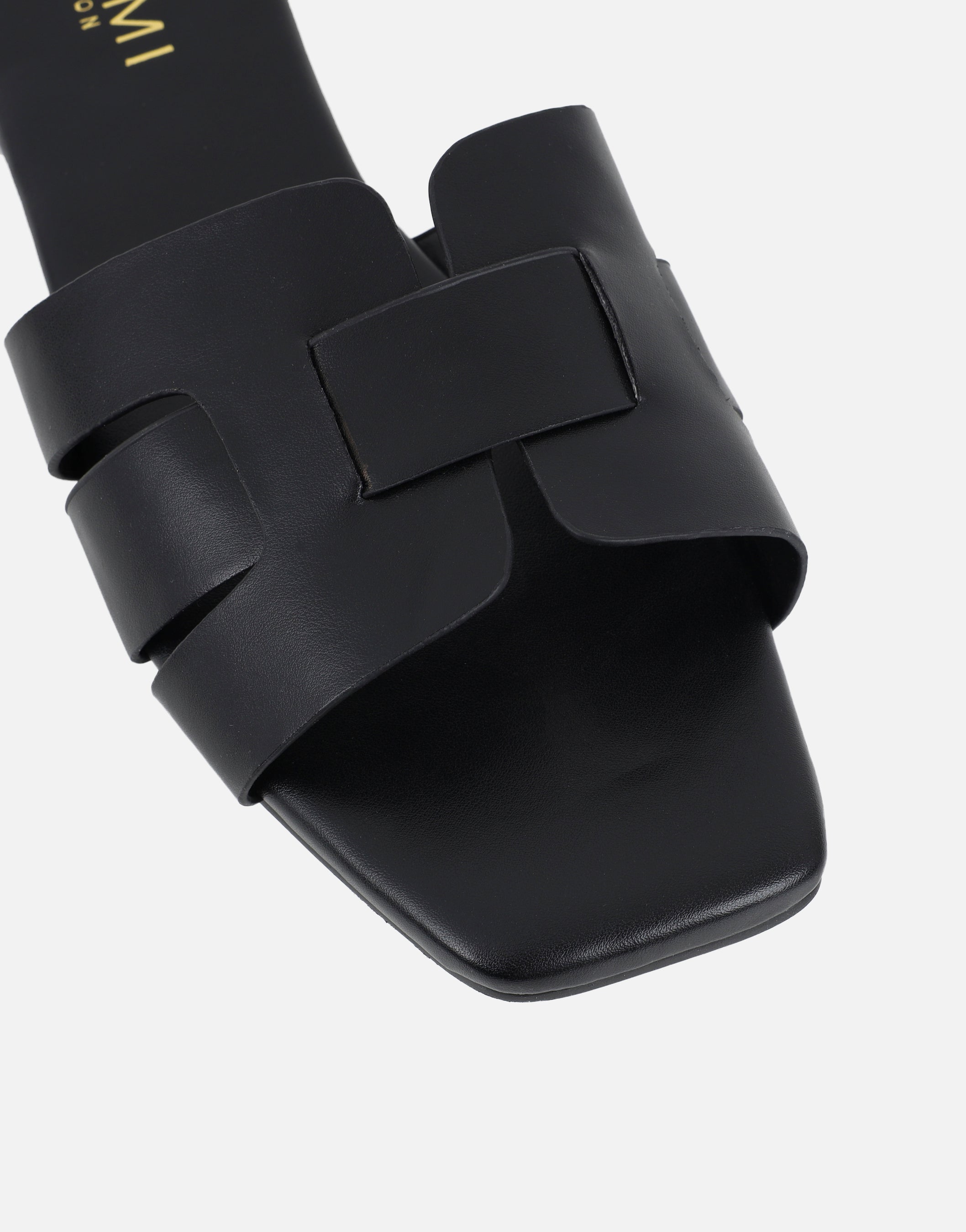 Holly Black Slip On Flat Sandals | SIMMI London