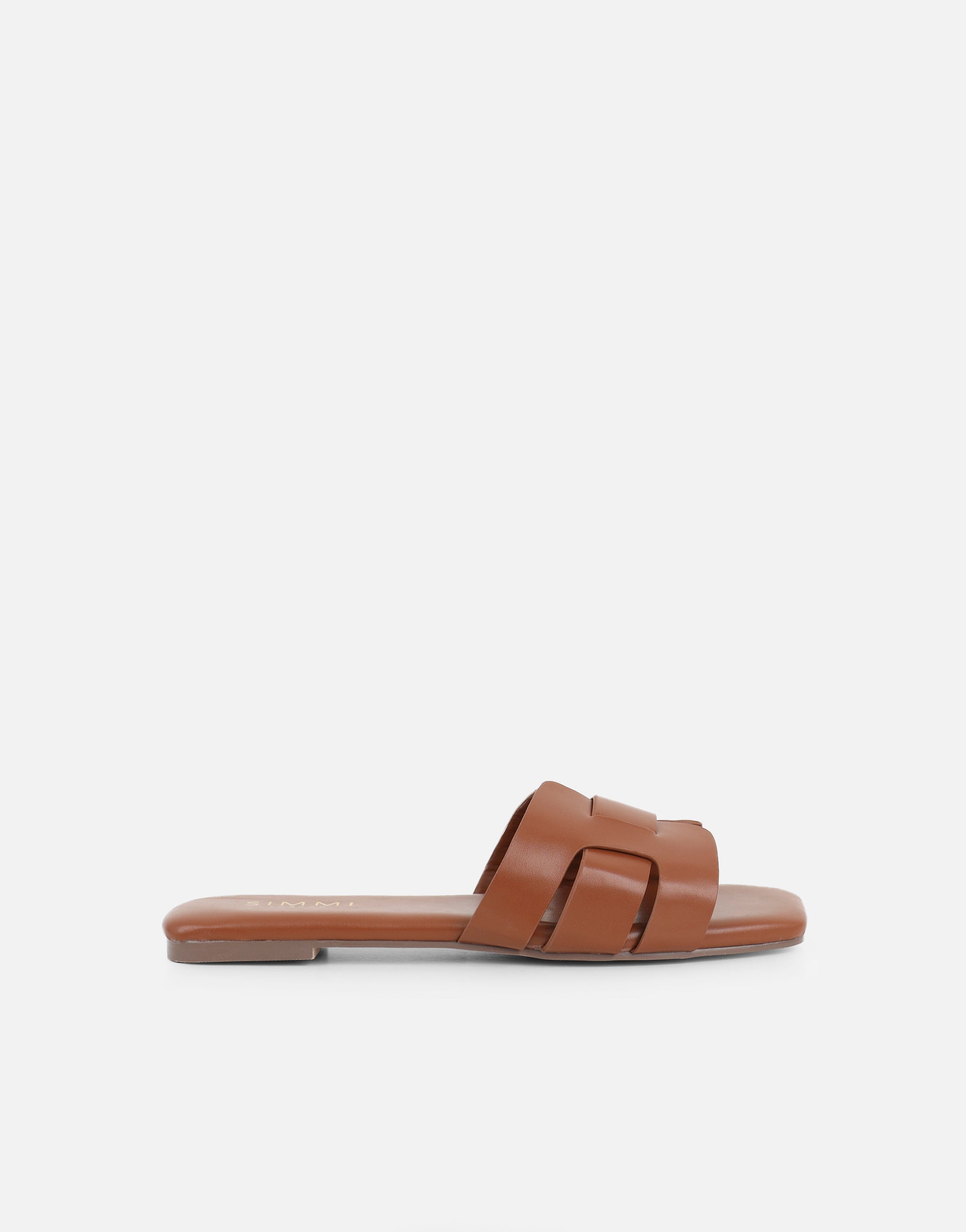 Holly Tan Slip On Flat Sandals | SIMMI London