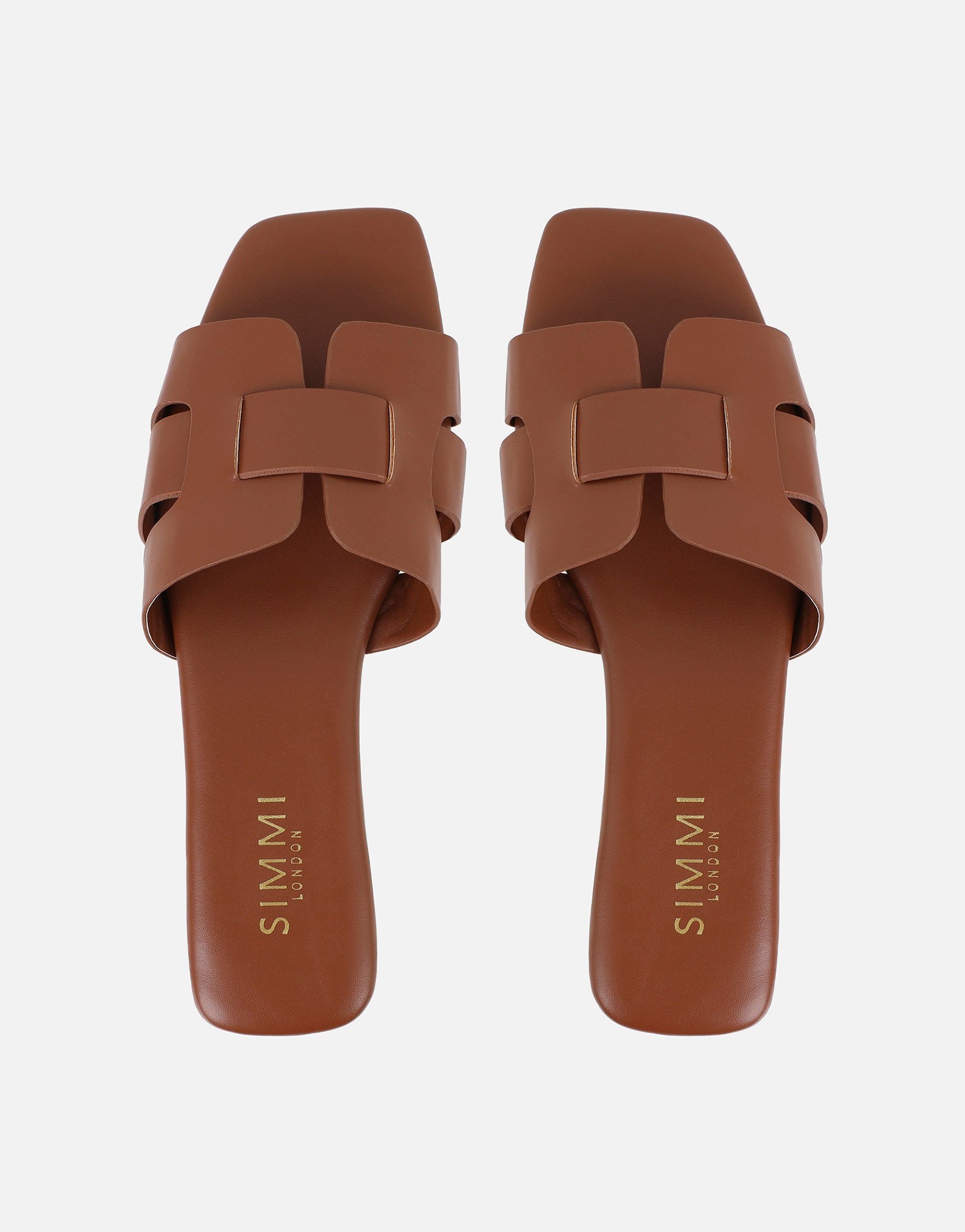 Holly Tan Slip On Flat Sandals | SIMMI London
