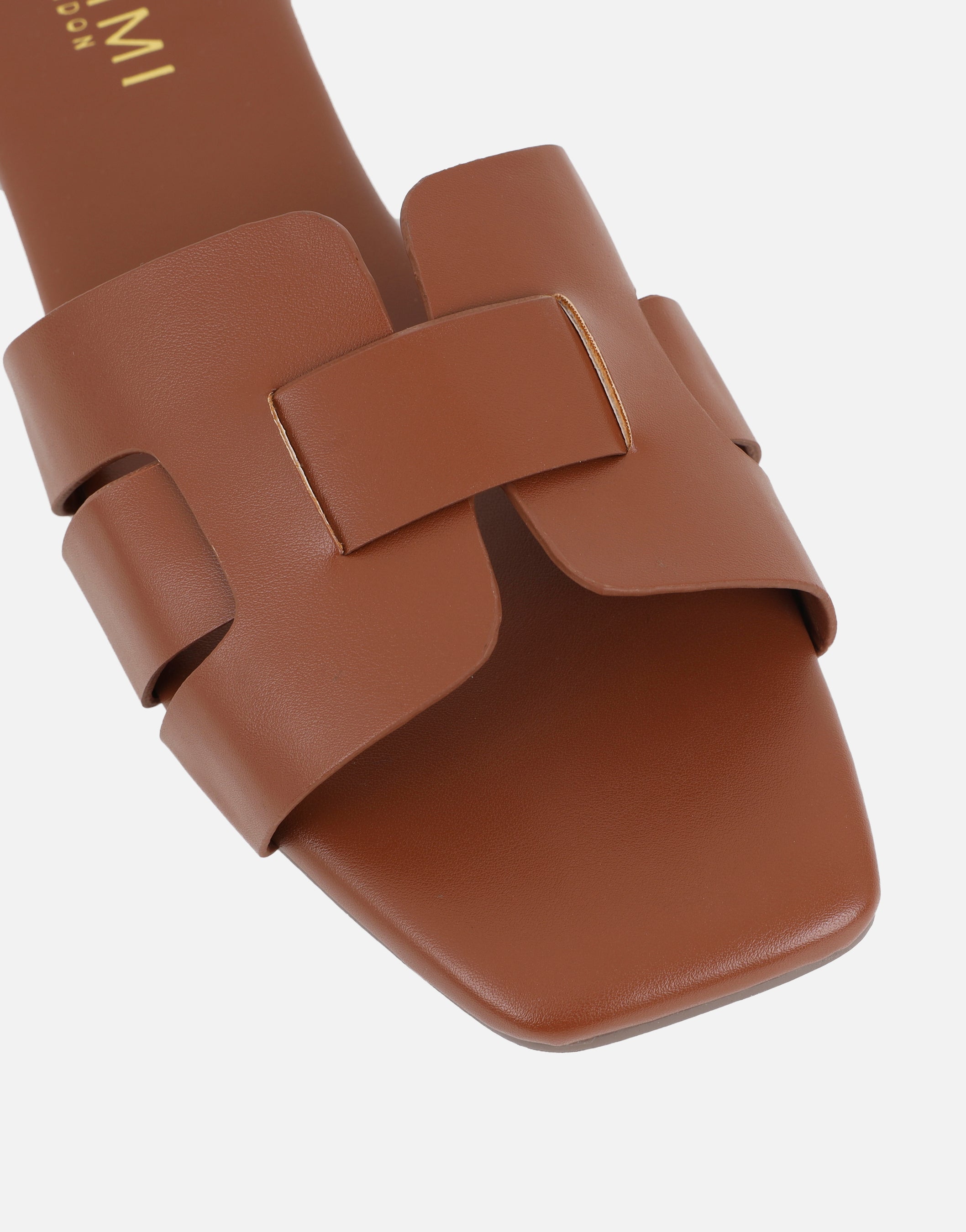 Holly Tan Slip On Flat Sandals | SIMMI London