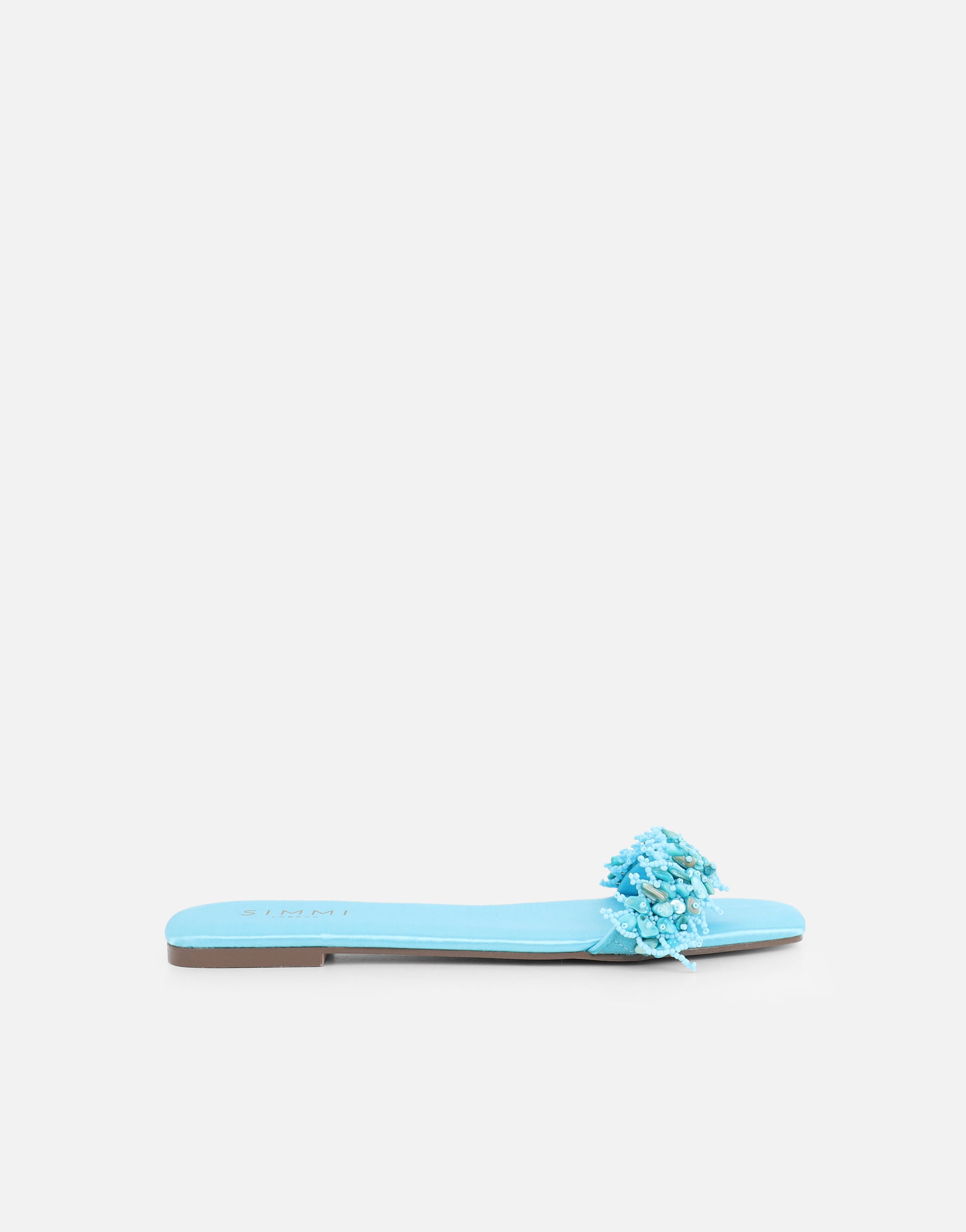 Hatty Blue Slip On Flat Sandals | SIMMI London