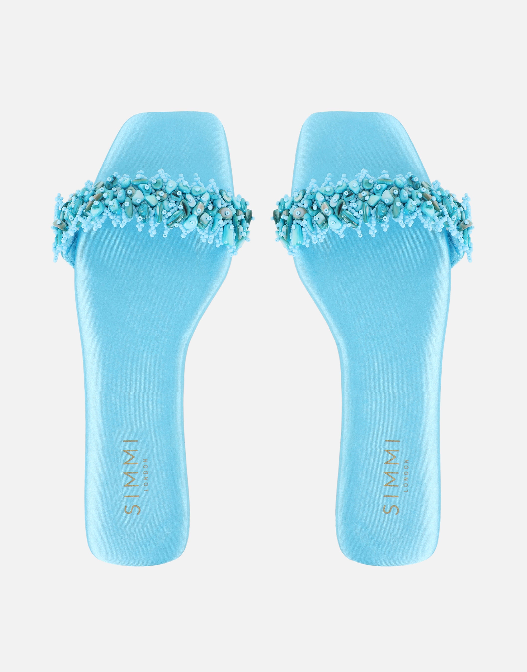 Hatty Blue Slip On Flat Sandals | SIMMI London