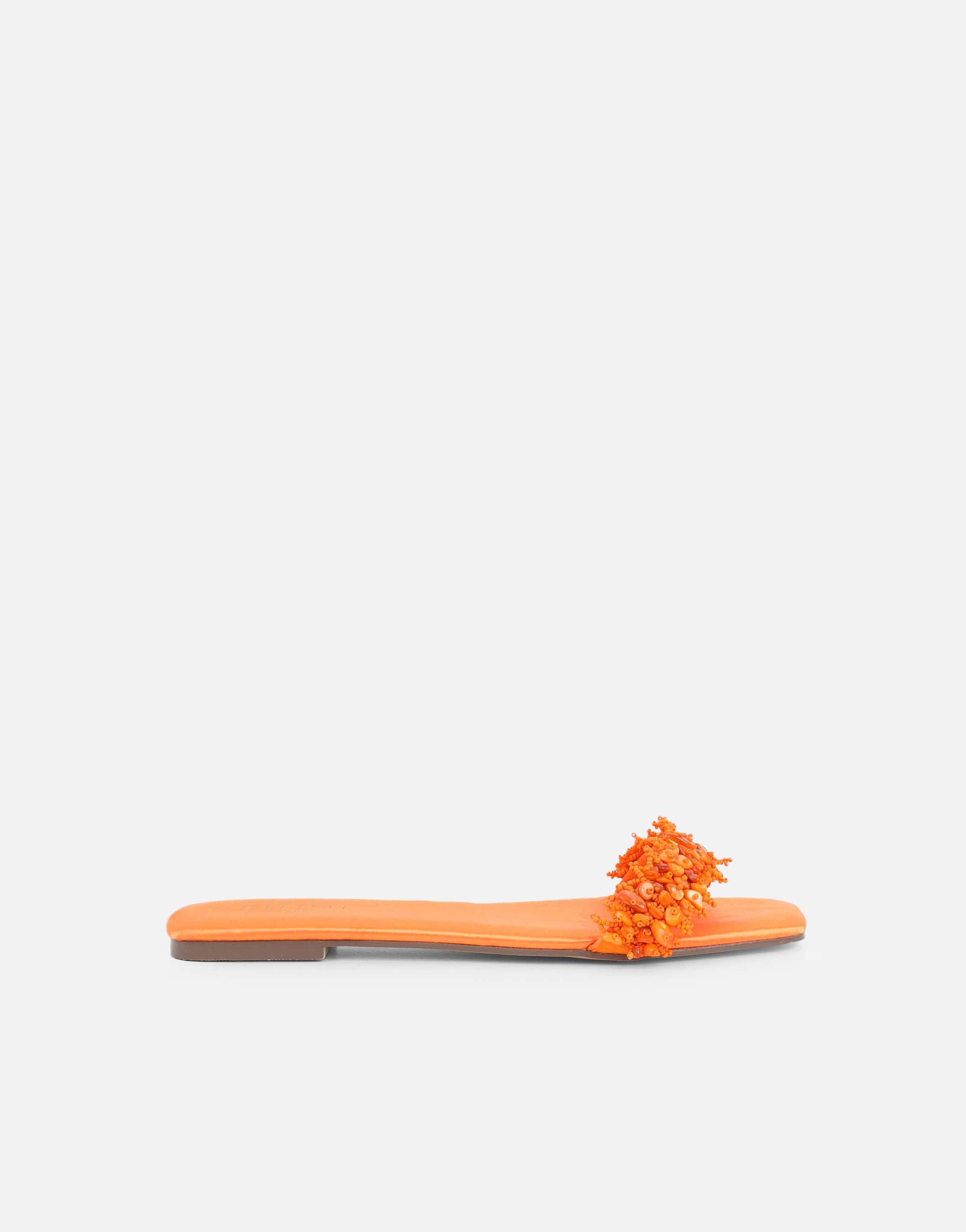 Hatty Orange Slip On Flat Sandals  SIMMI London