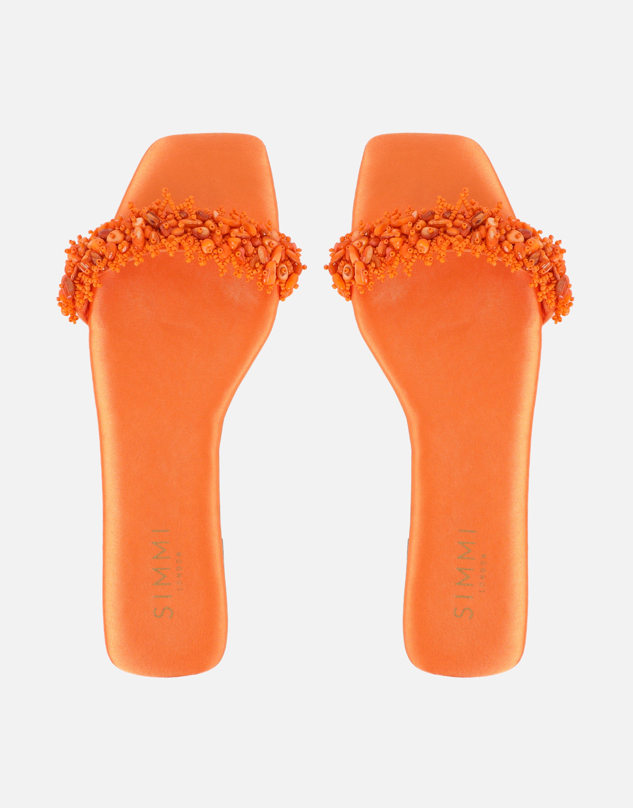 Hatty Orange Slip On Flat Sandals  SIMMI London