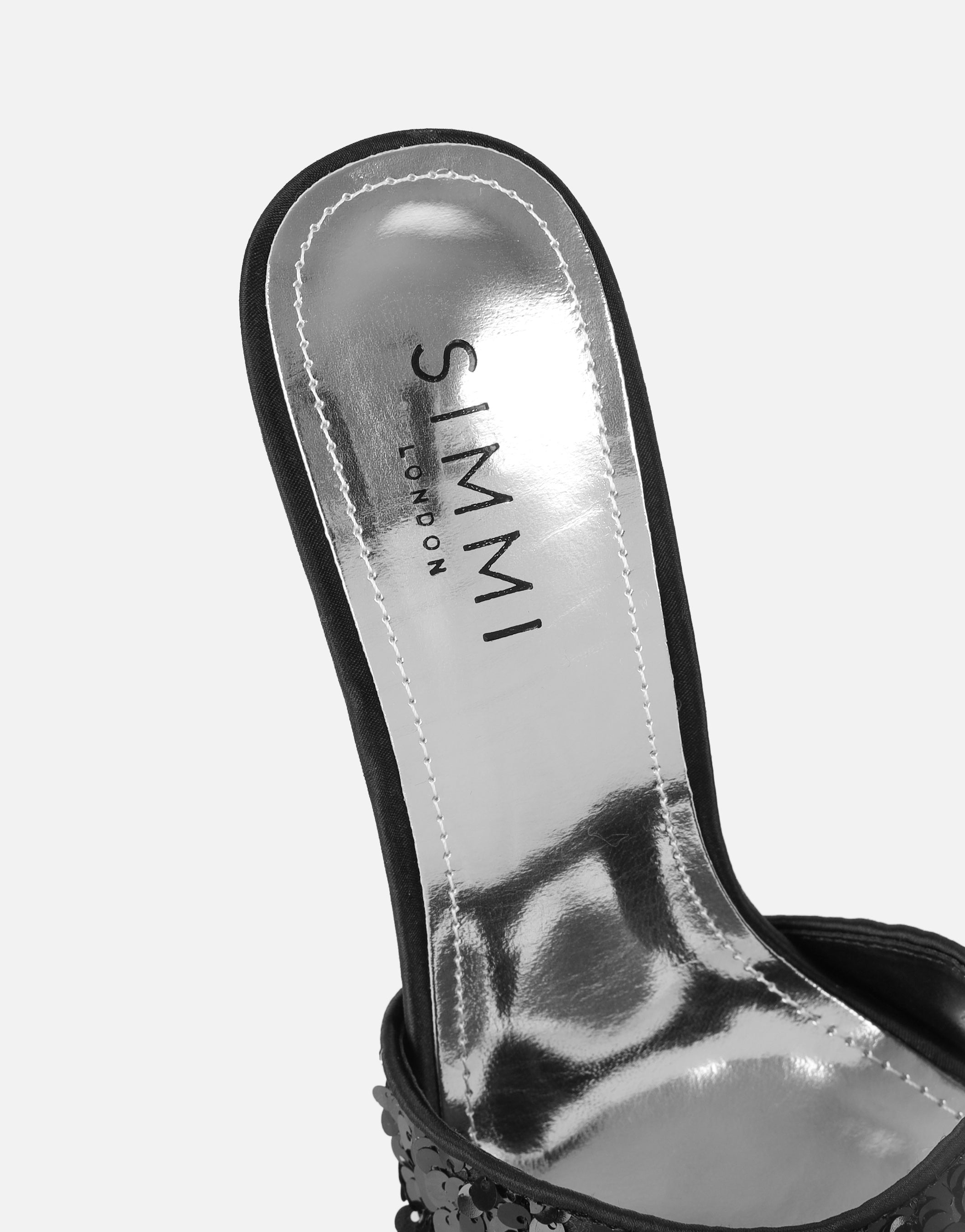 Hope Black Sequin Heeled Sandals | SIMMI London