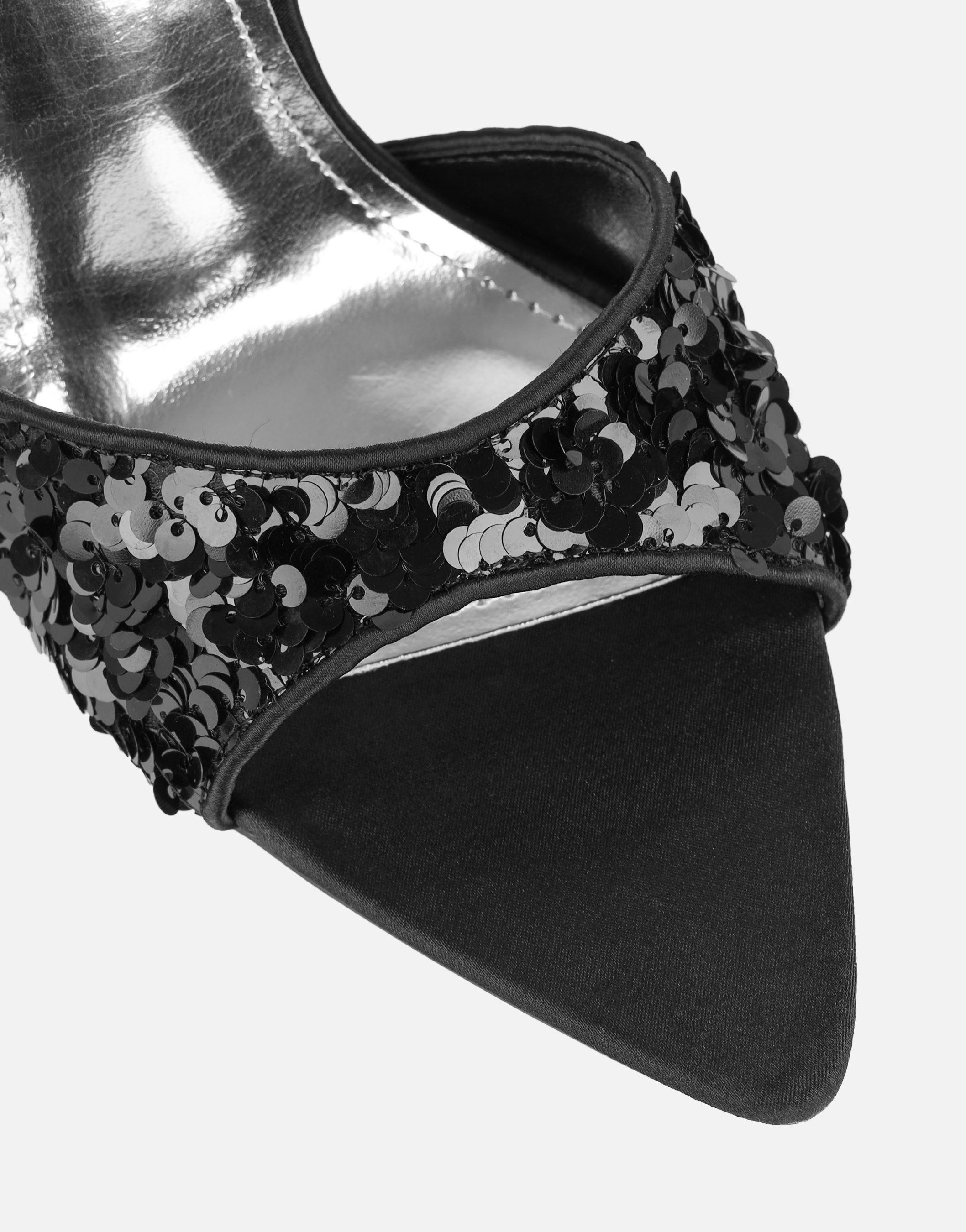 Hope Black Sequin Heeled Sandals | SIMMI London