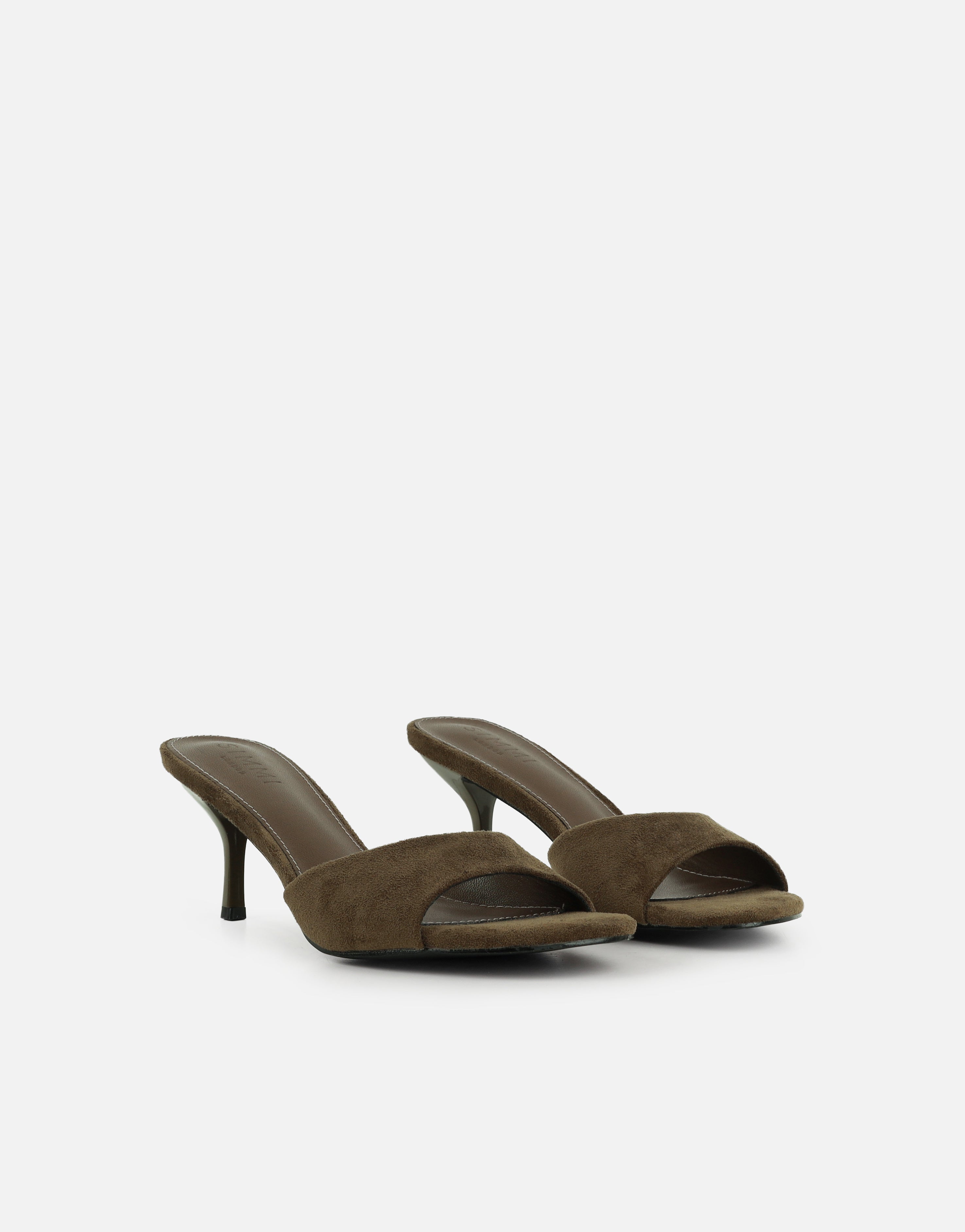Hux Khaki Suede Mules | SIMMI London