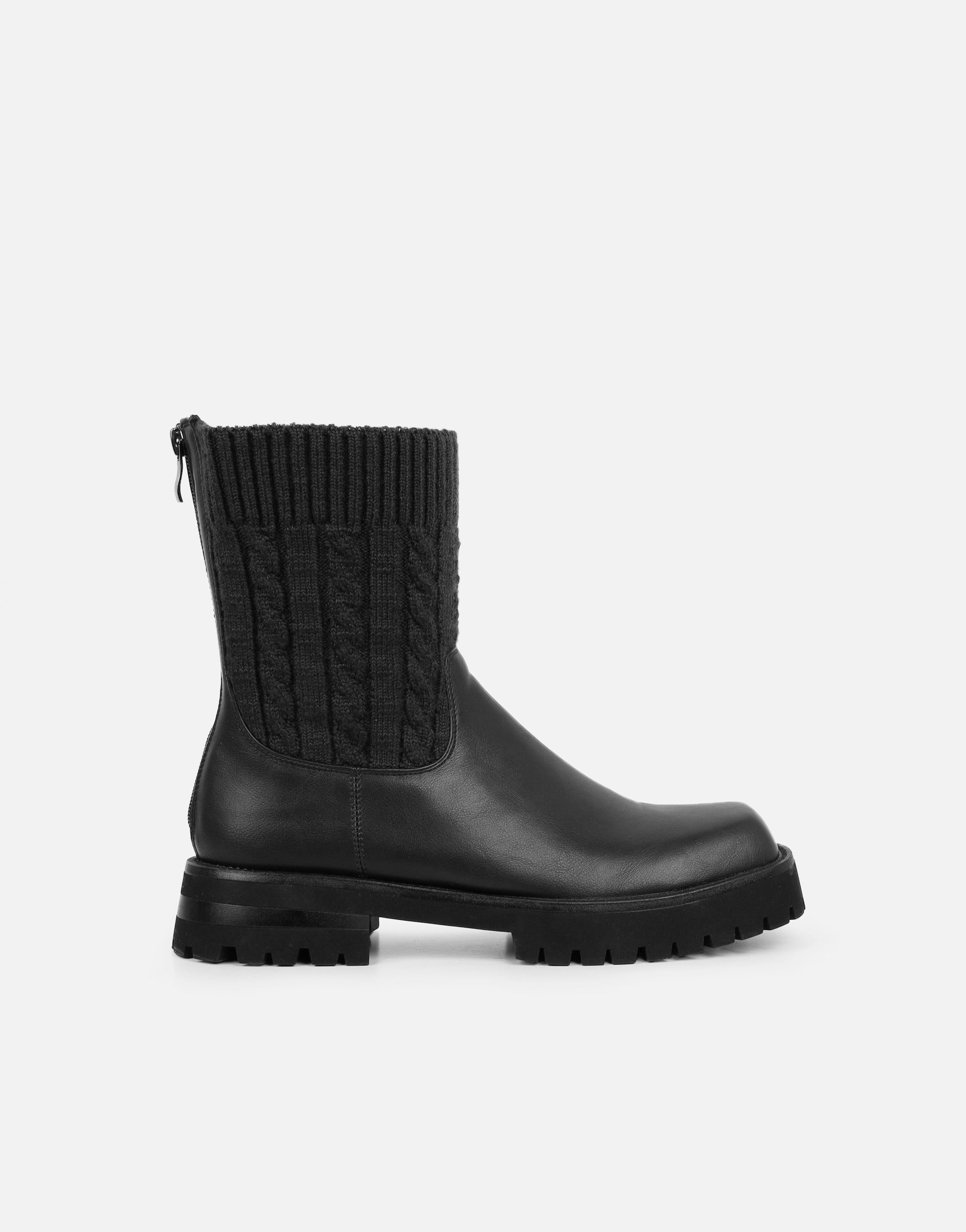 Drew Black Knit Ankle Boots | SIMMI London