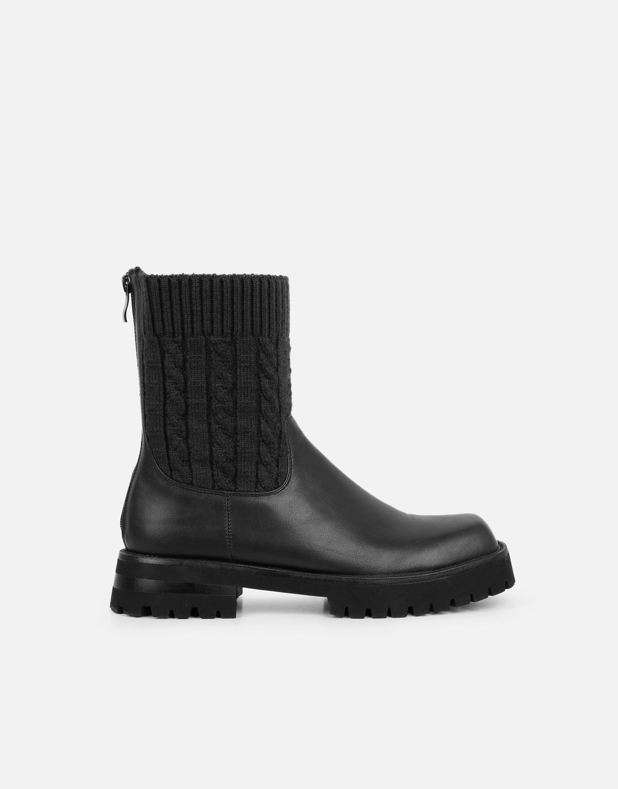 Drew Black Knit Ankle Boots | SIMMI London