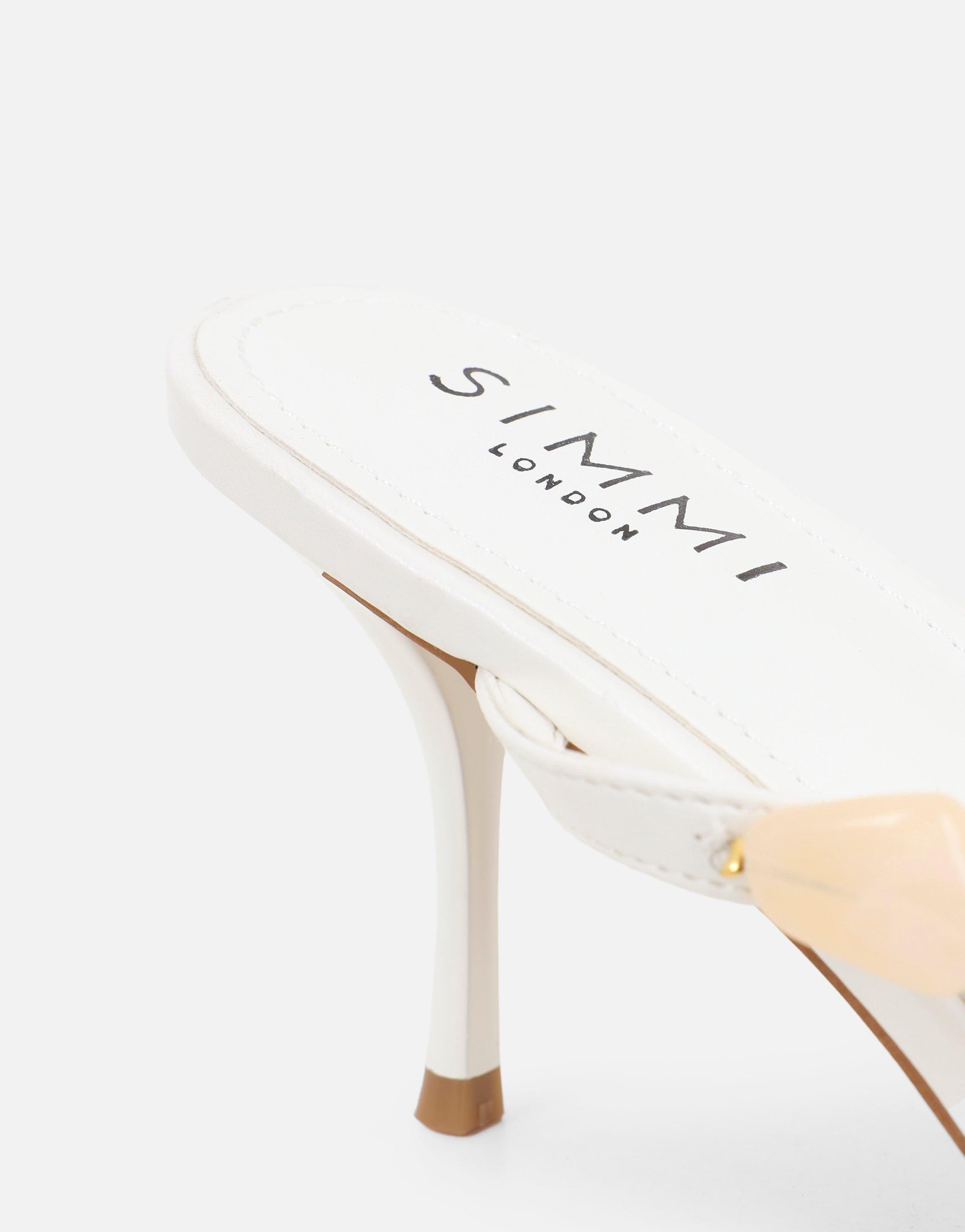 Carla White Embellished Toe Thong Mules | SIMMI London