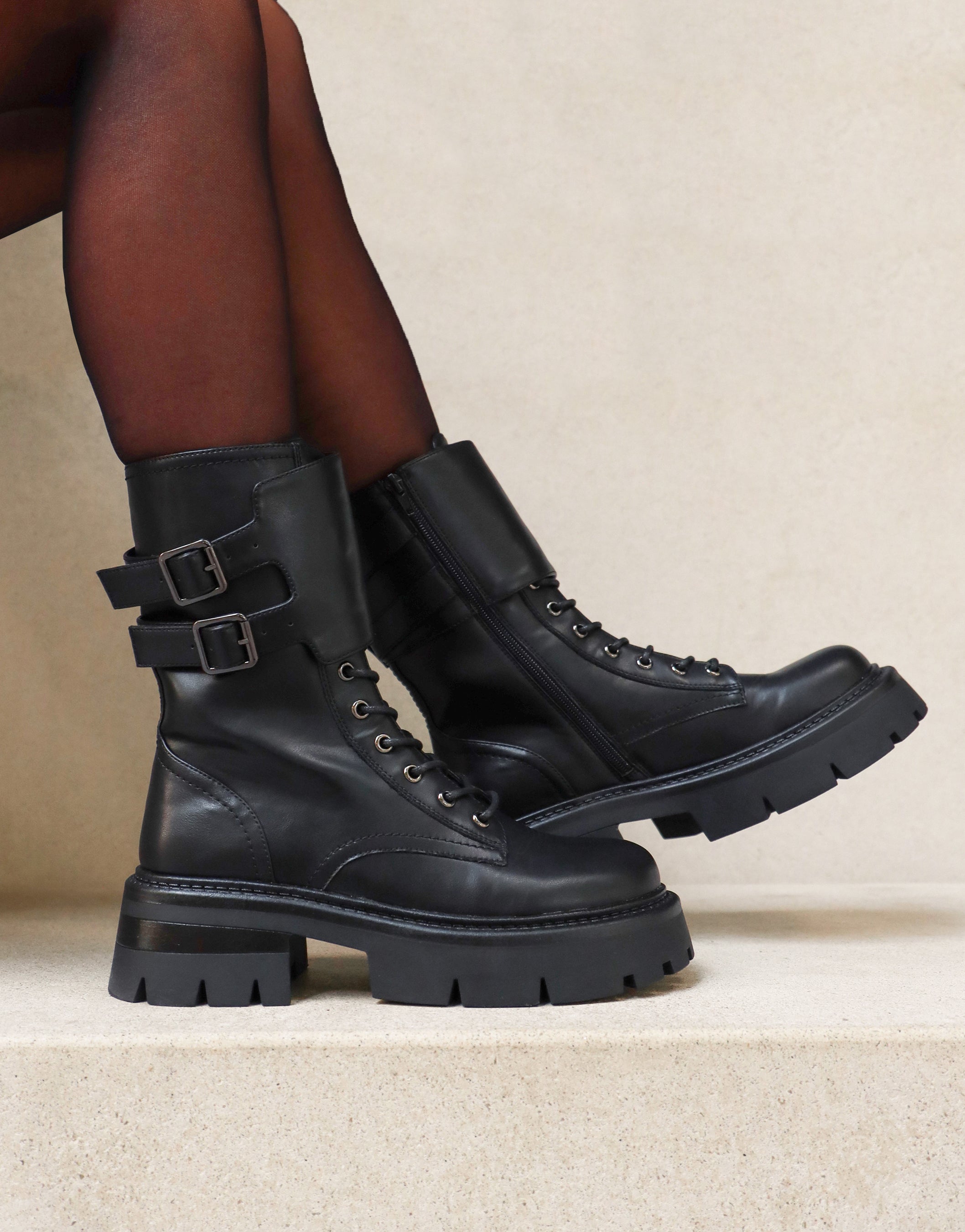 Ede Black High Lace Up Boots | SIMMI London