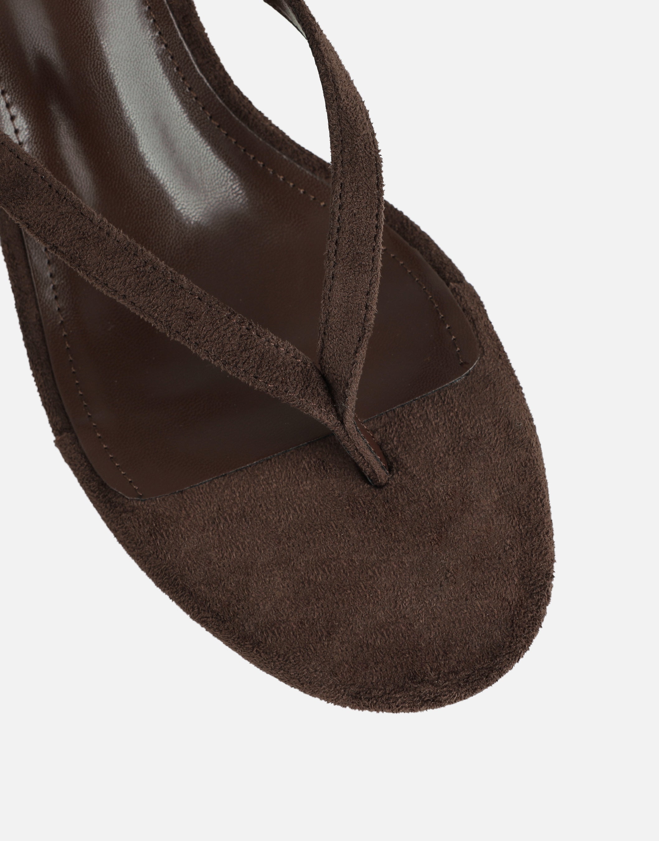 Immy Brown Suede Toe Post Wedge Sandals | SIMMI London