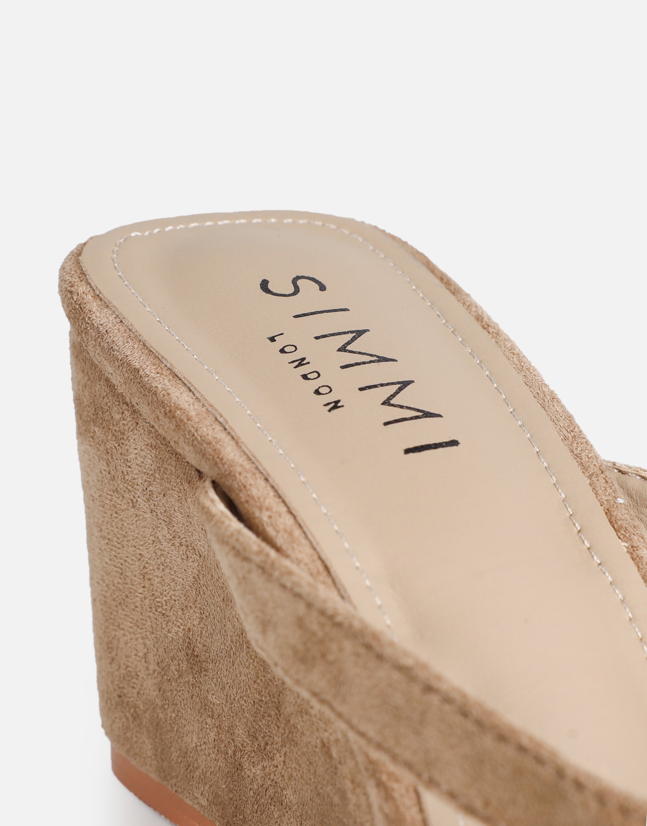 Immy Dark Beige Suede Toe Thong Wedge Sandals | SIMMI London