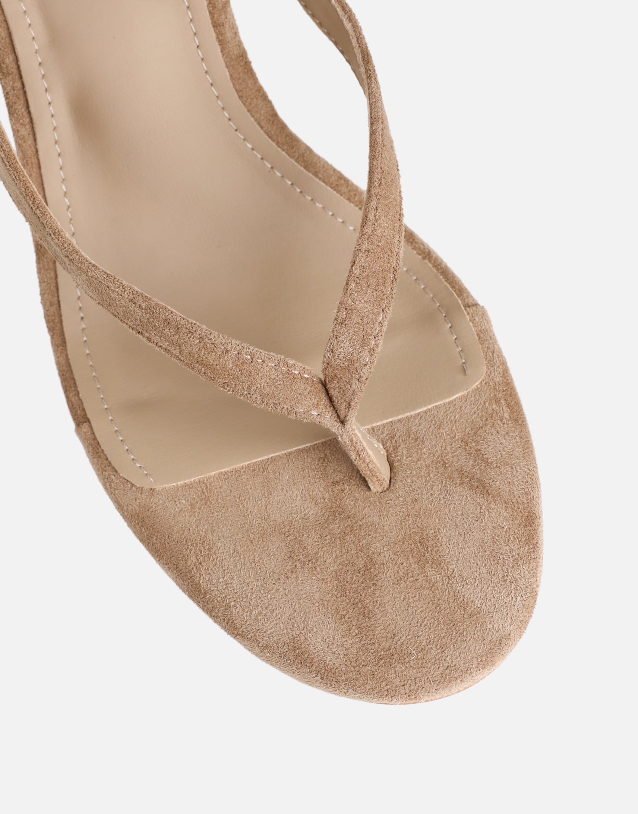 Immy Dark Beige Suede Toe Thong Wedge Sandals | SIMMI London