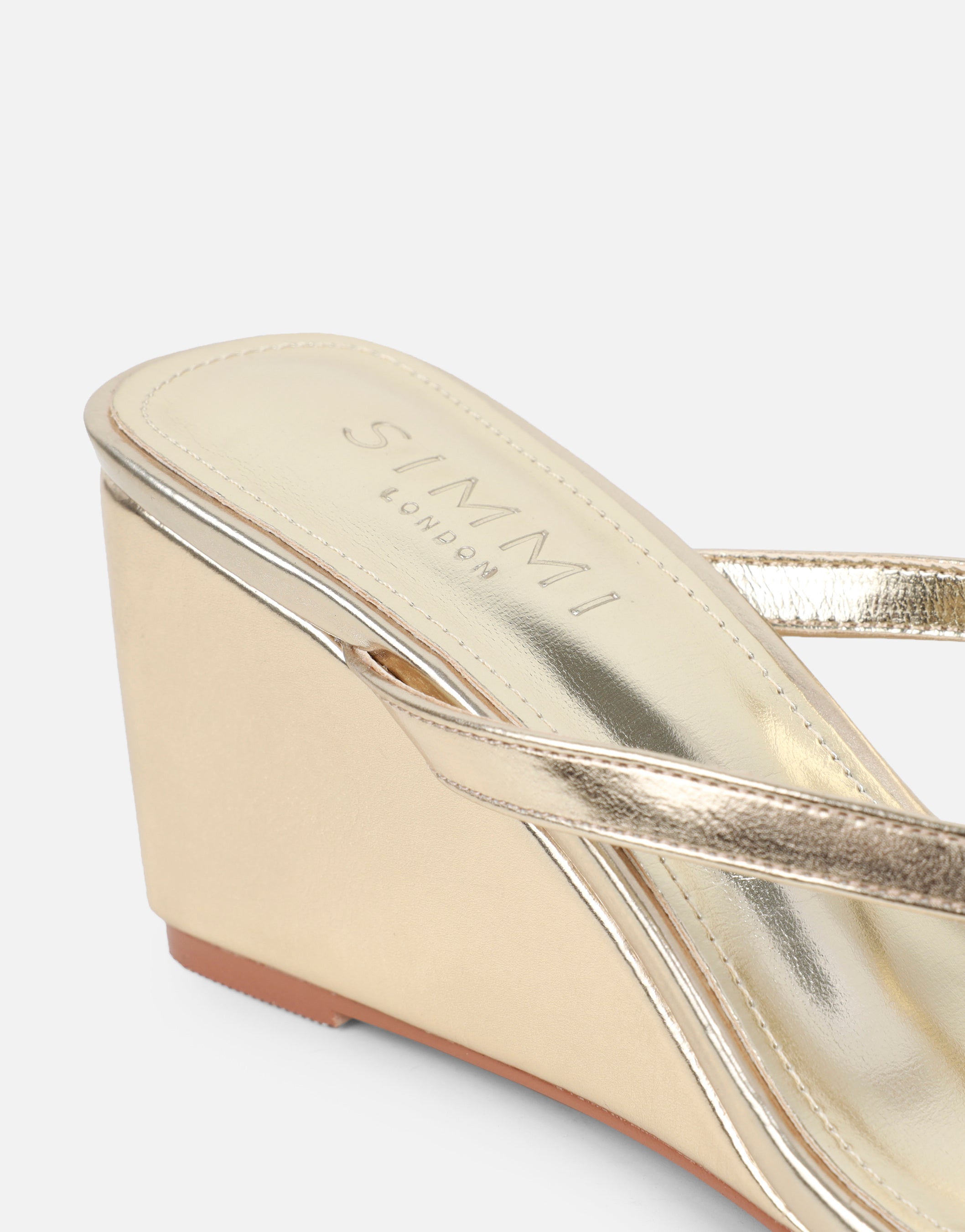 Immy Gold Toe Post Wedge Sandals | SIMMI London