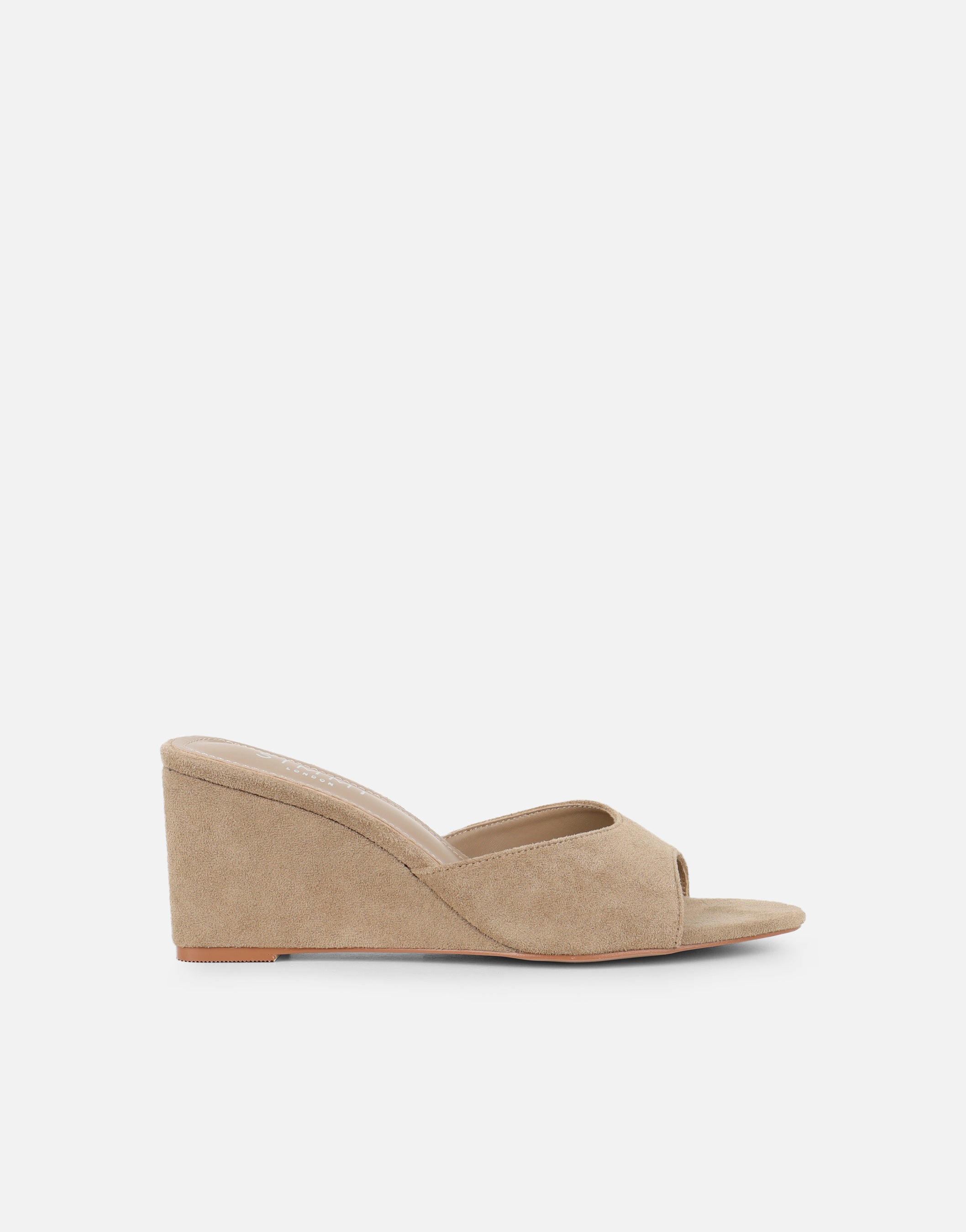 Iris Beige Suede Wedge Mules | SIMMI London