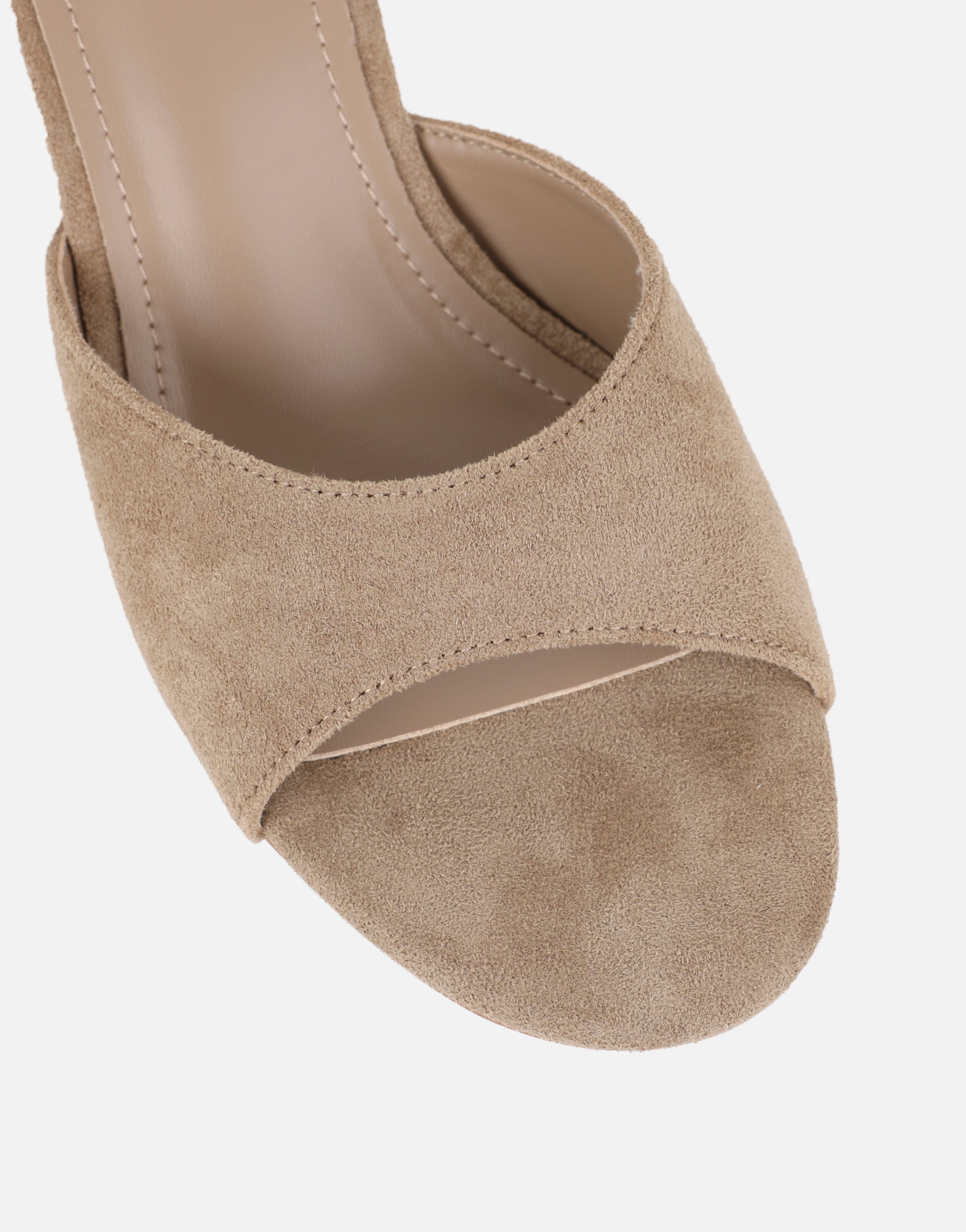 Iris Beige Suede Wedge Mules | SIMMI London