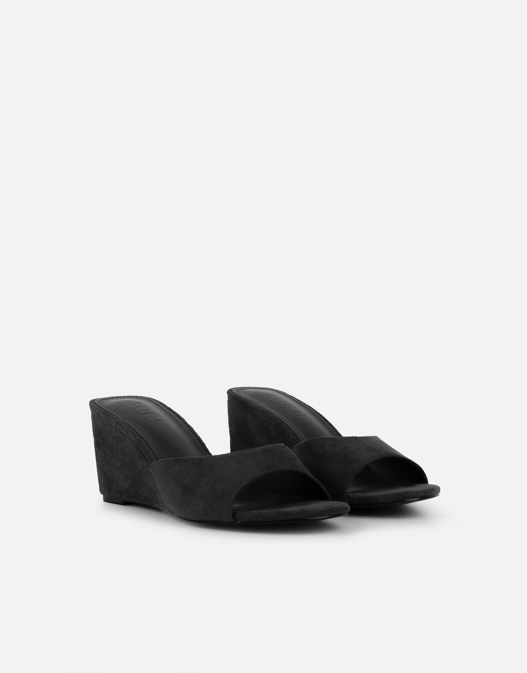 Iris Black Wedge Mules | SIMMI London