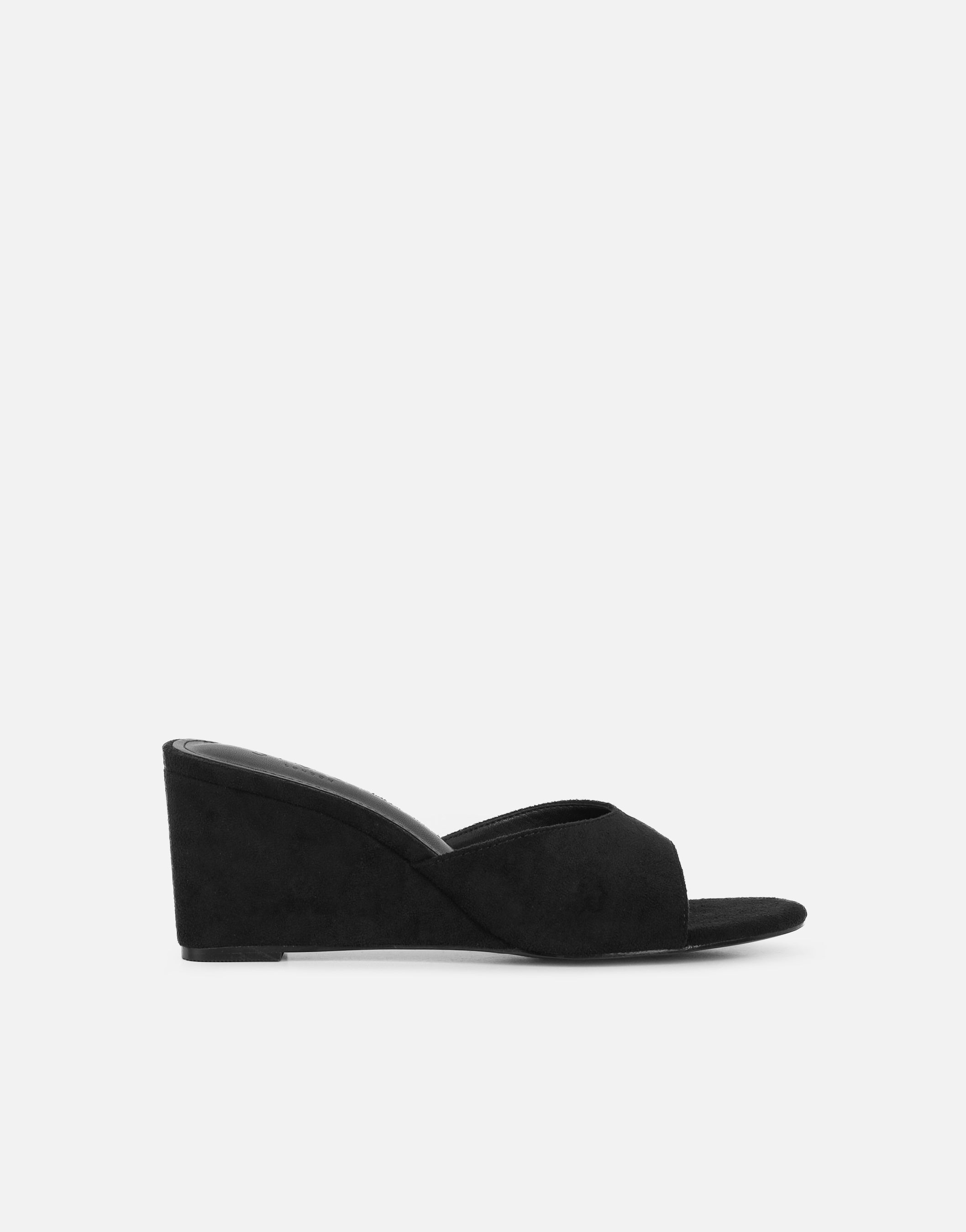 Iris Black Wedge Mules | SIMMI London