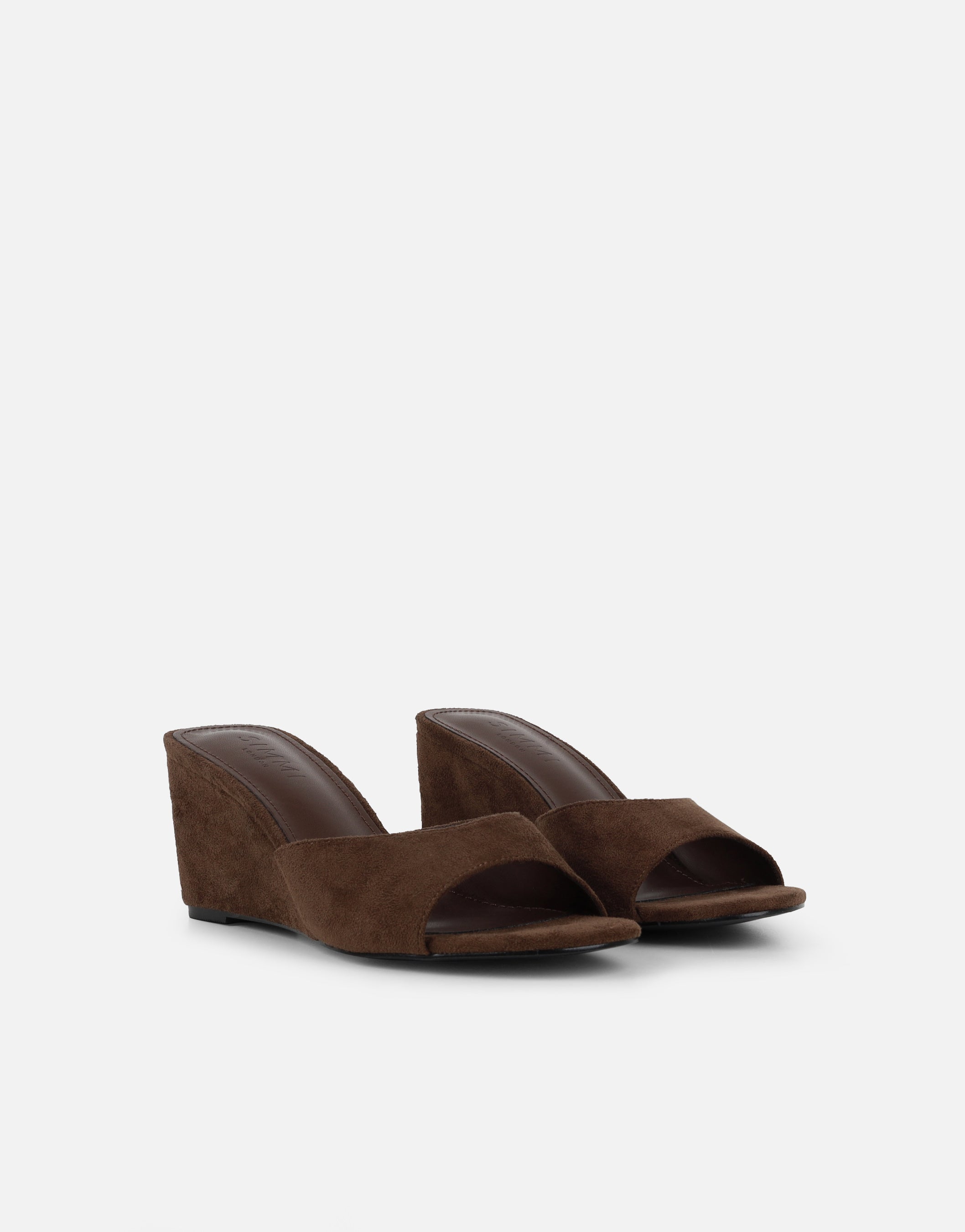 Iris Brown Suede Wedge Mules | SIMMI London