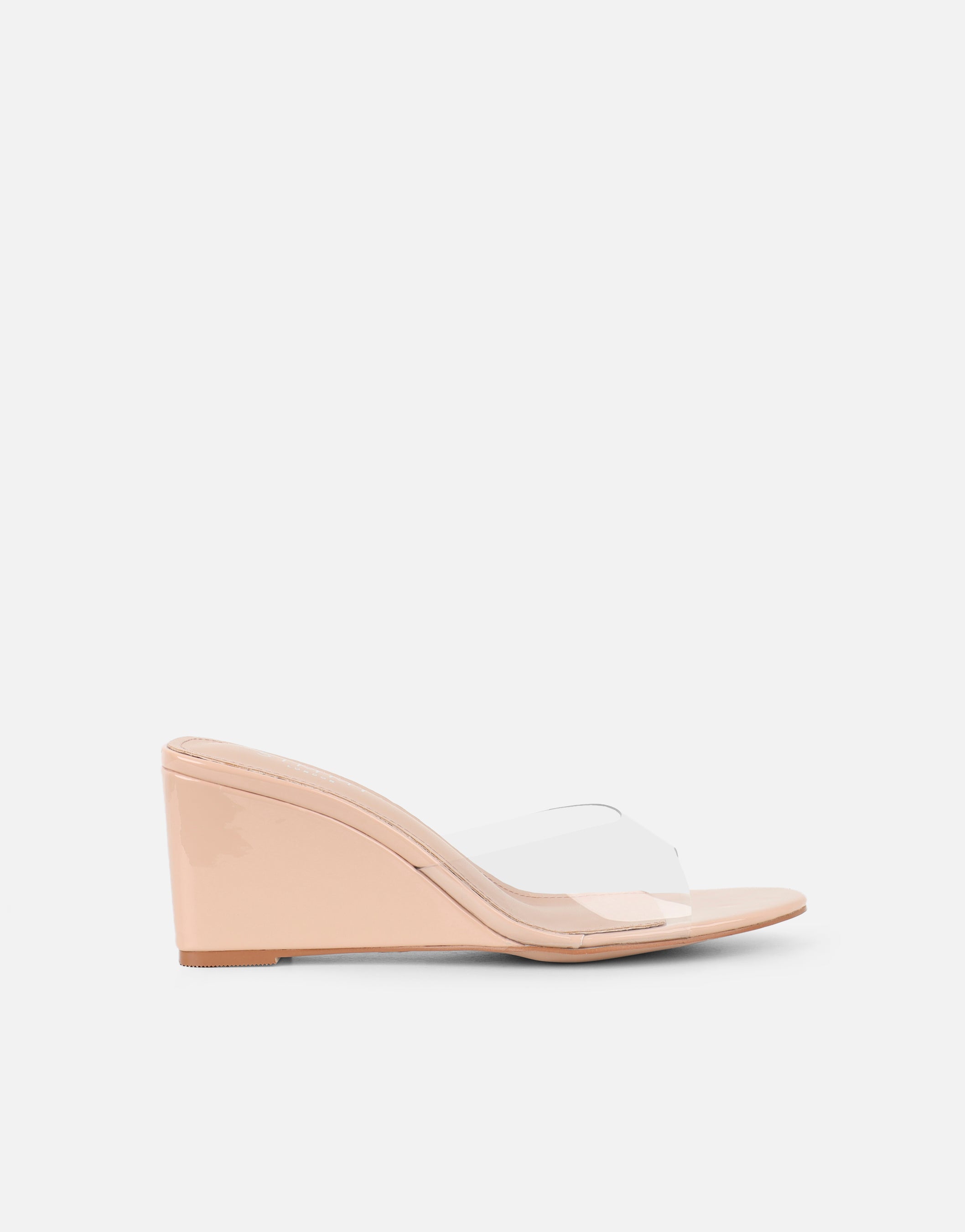 Iris Nude Clear Wedge Mules | SIMMI London