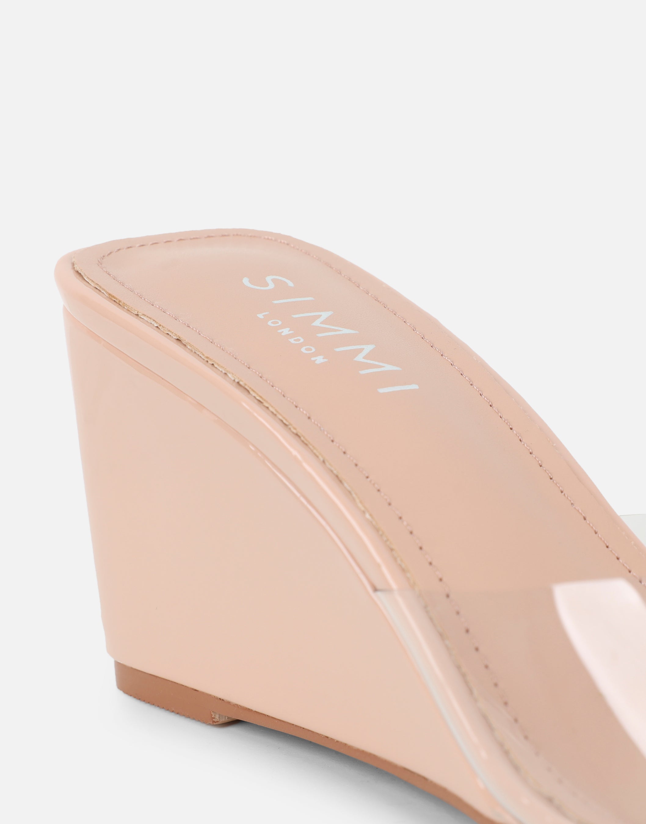 Iris Nude Clear Wedge Mules | SIMMI London